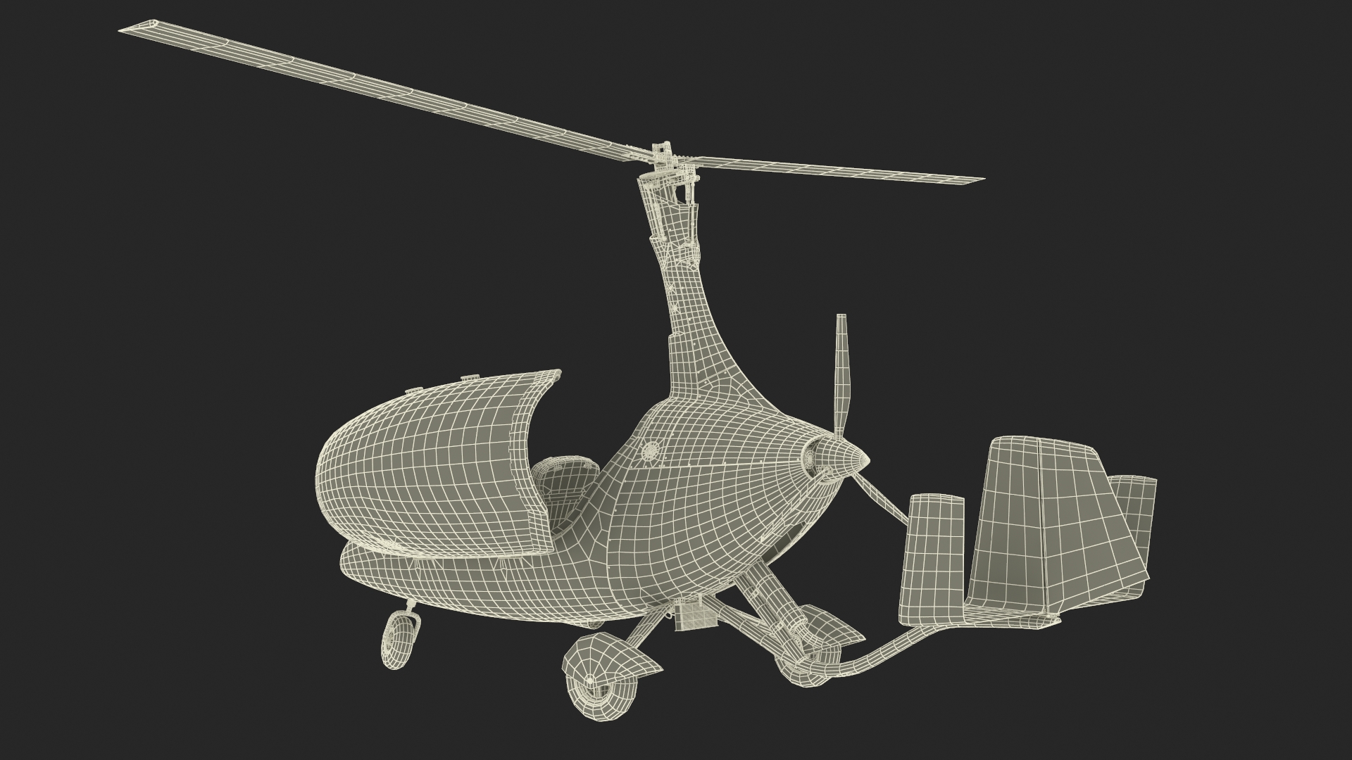 3D Gyroplane Blue Rigged