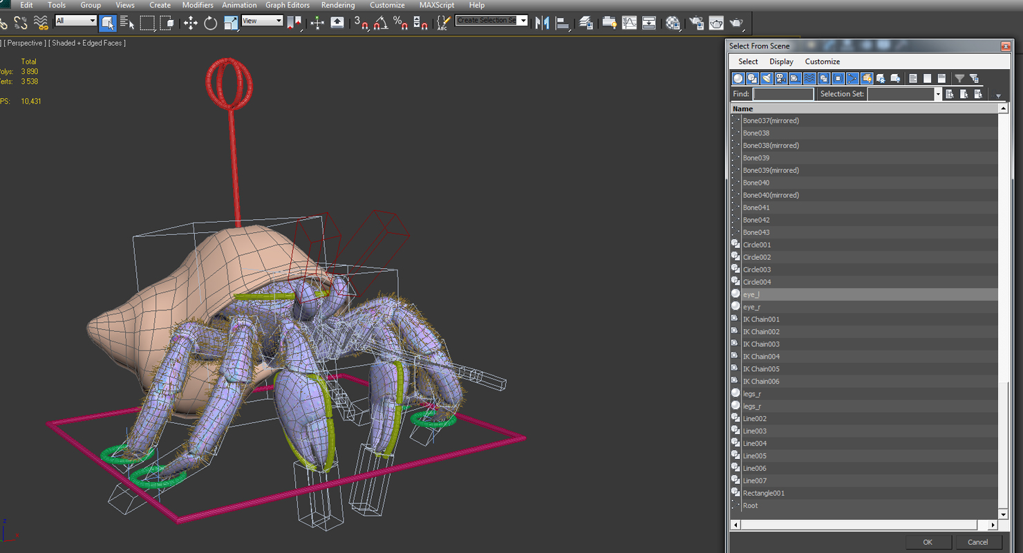 Hermit Crab Rigged with Fur 3D