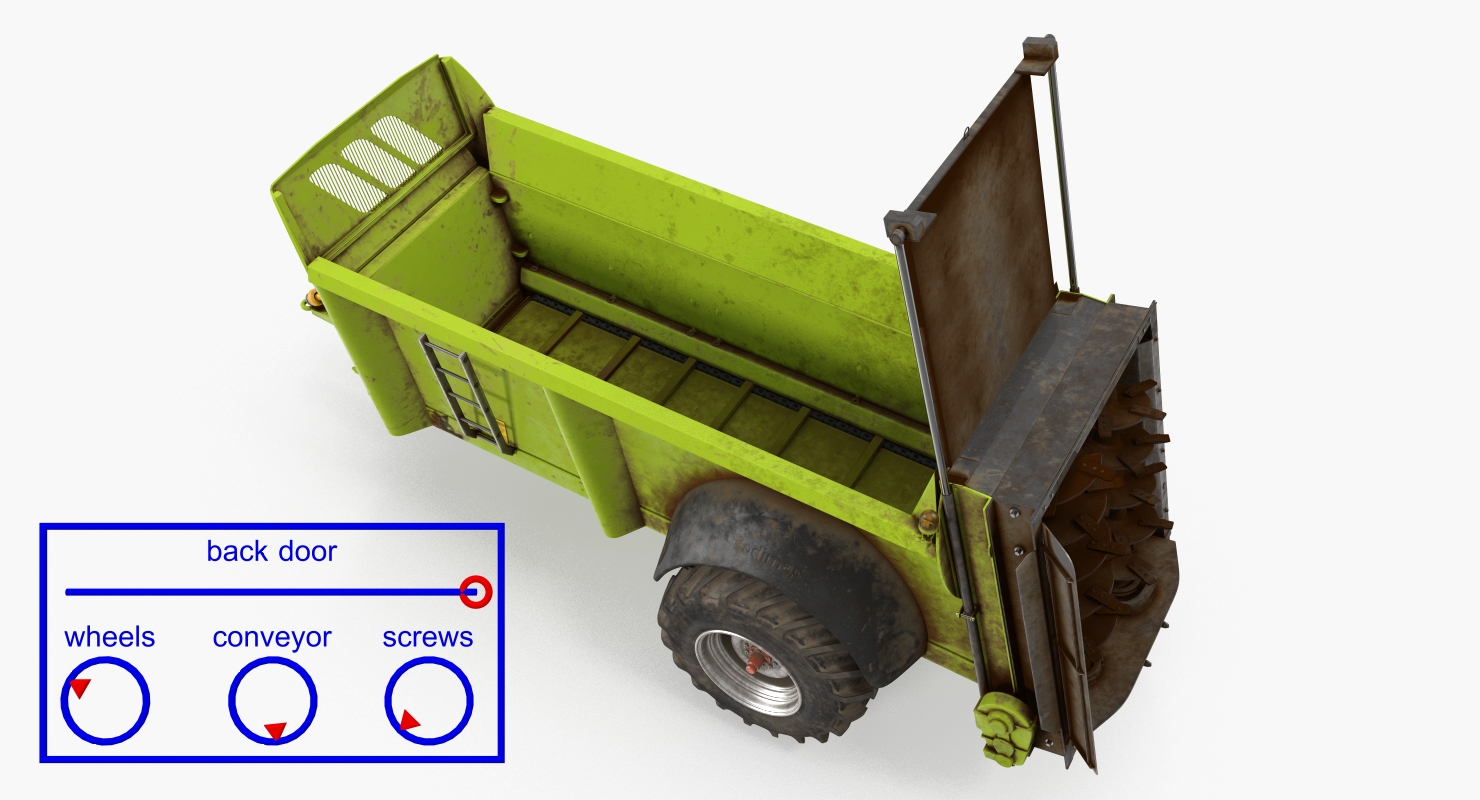 3D model Used Manure Spreader Generic Rigged