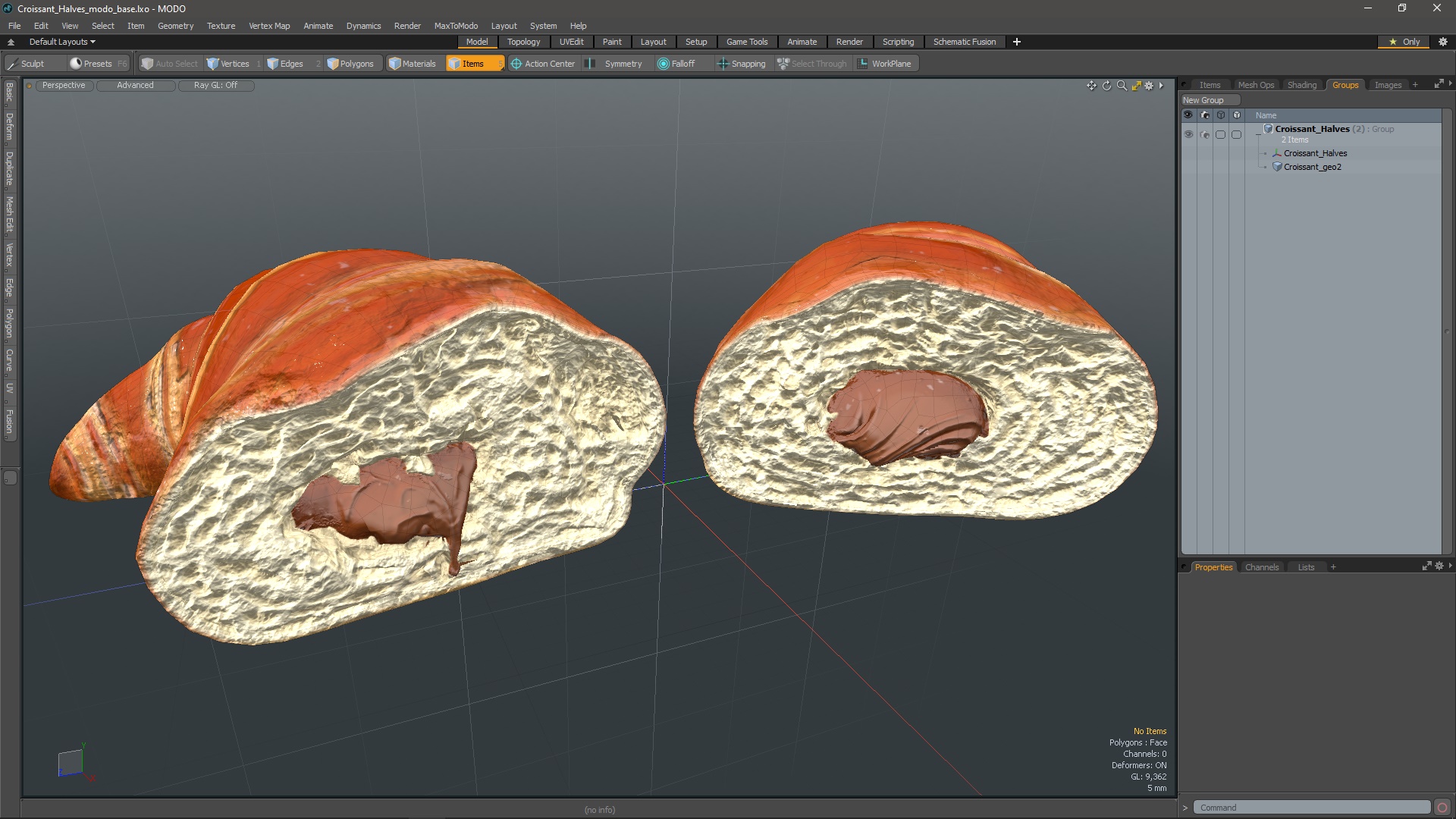 3D Croissant Halves