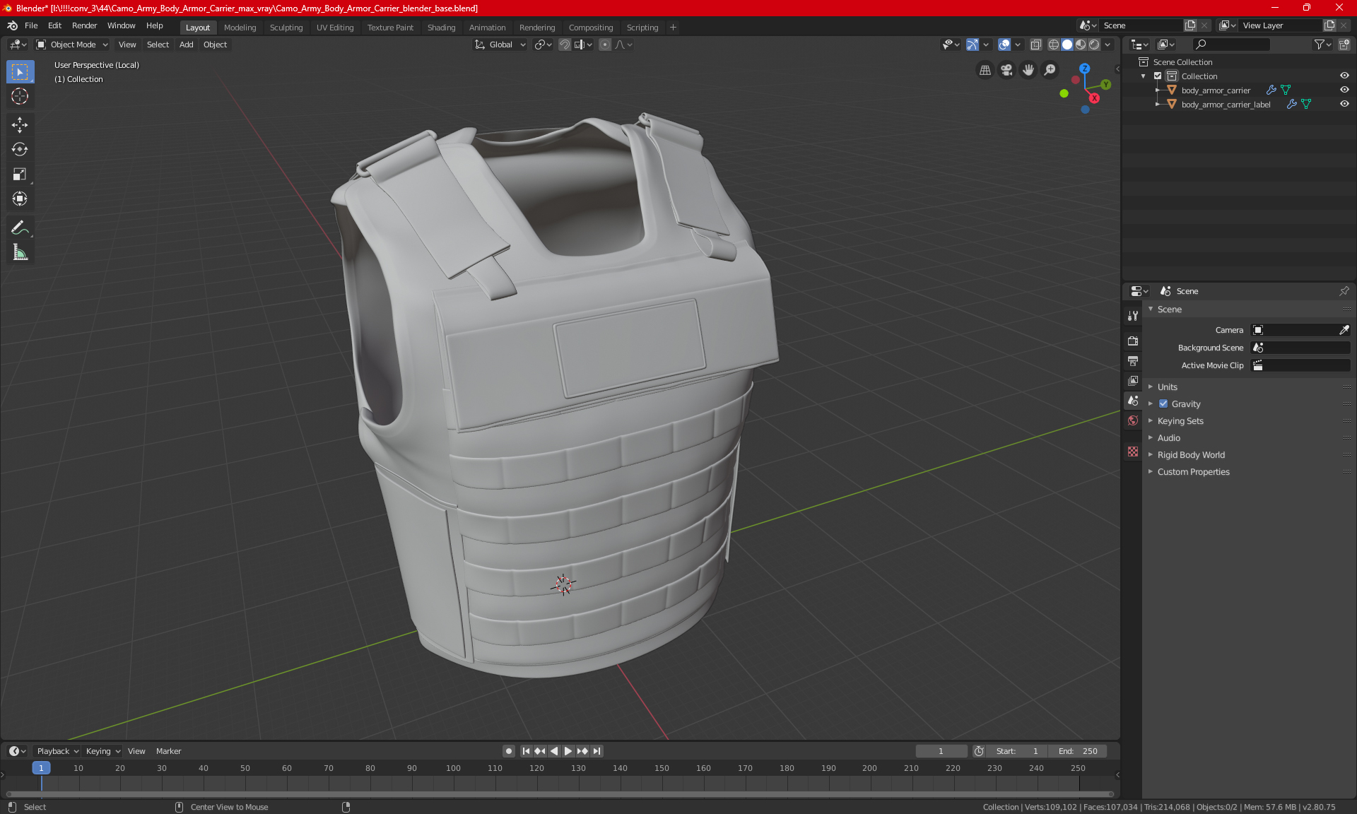 3D model Desert Army Body Armor Carrier