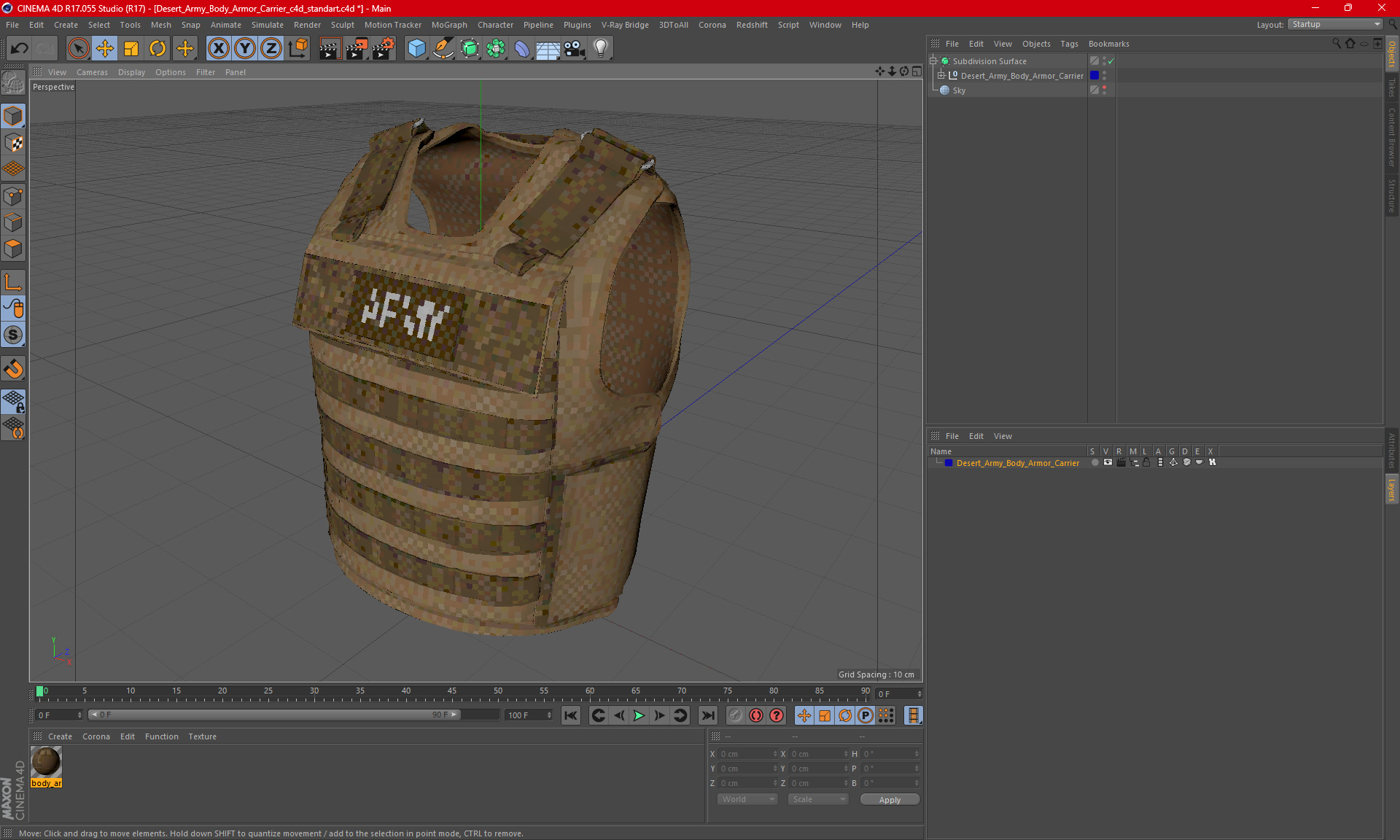 3D model Desert Army Body Armor Carrier