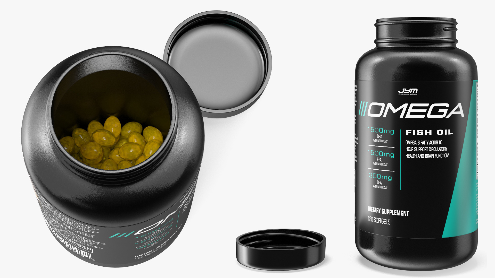 3D Omega 3 Pills in Bottle model