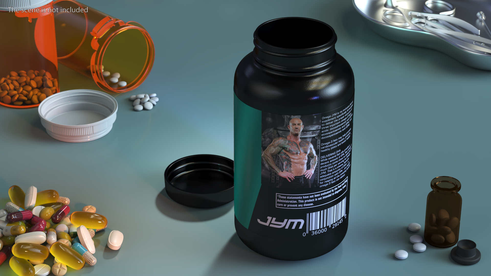 3D Omega 3 Pills in Bottle model