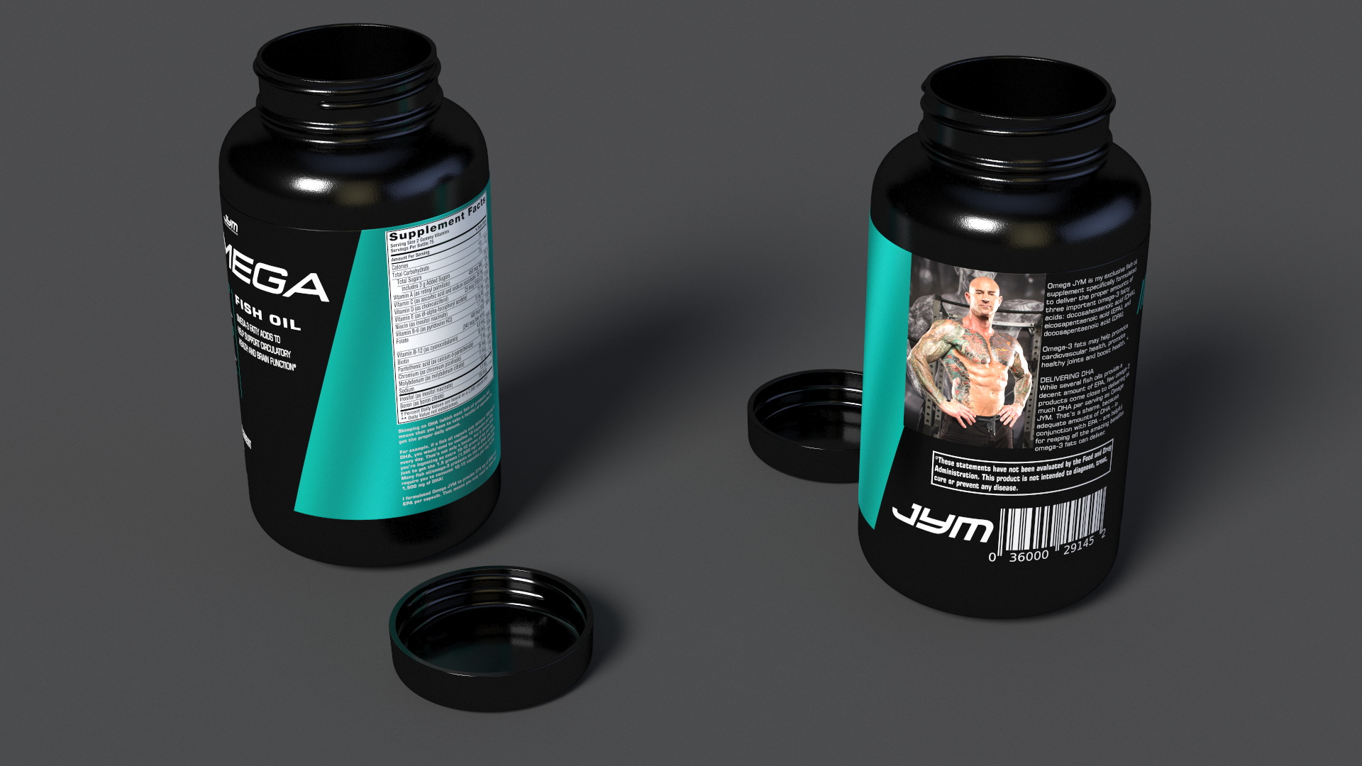 3D Omega 3 Pills in Bottle model