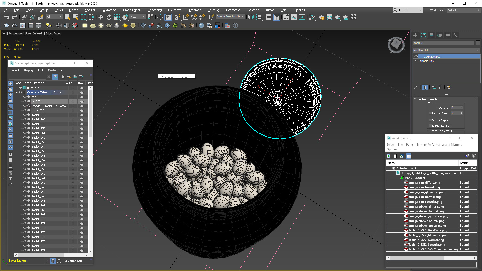 3D Omega 3 Pills in Bottle model