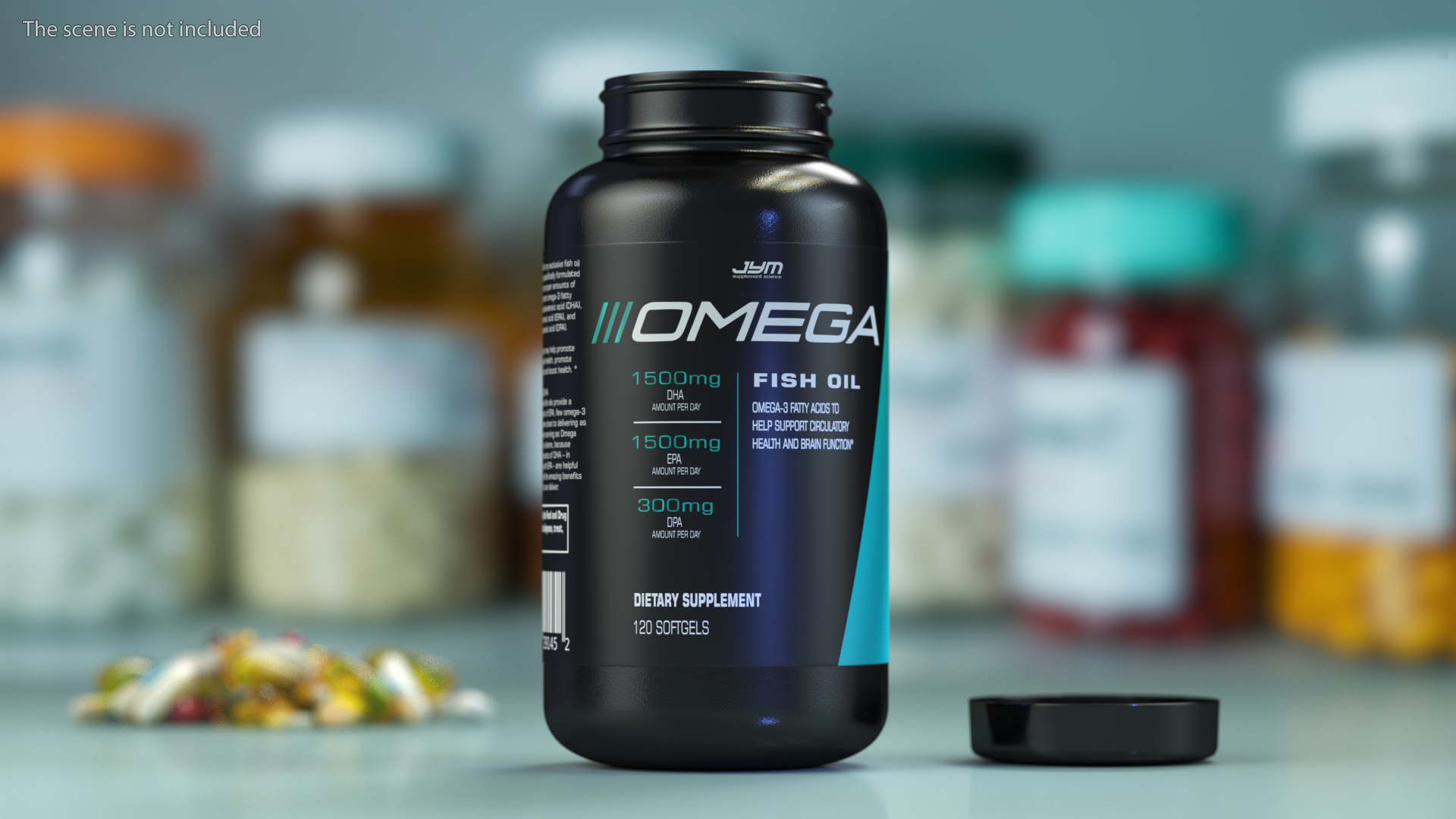 3D Omega 3 Pills in Bottle model