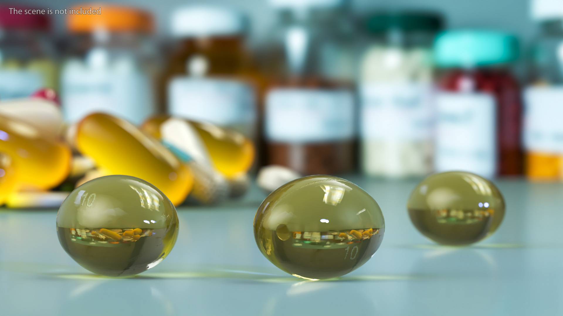 3D Omega 3 Pills in Bottle model