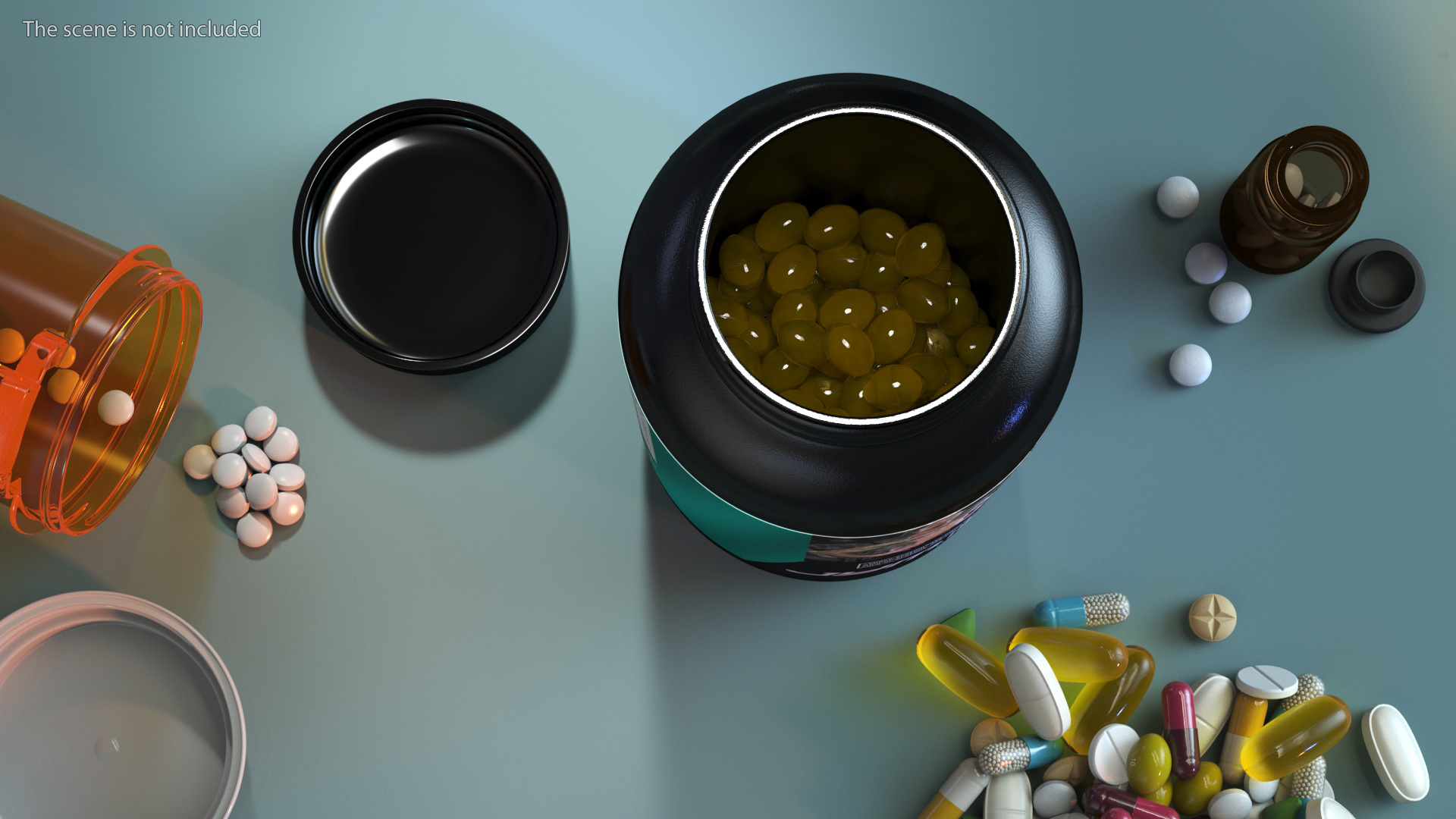 3D Omega 3 Pills in Bottle model