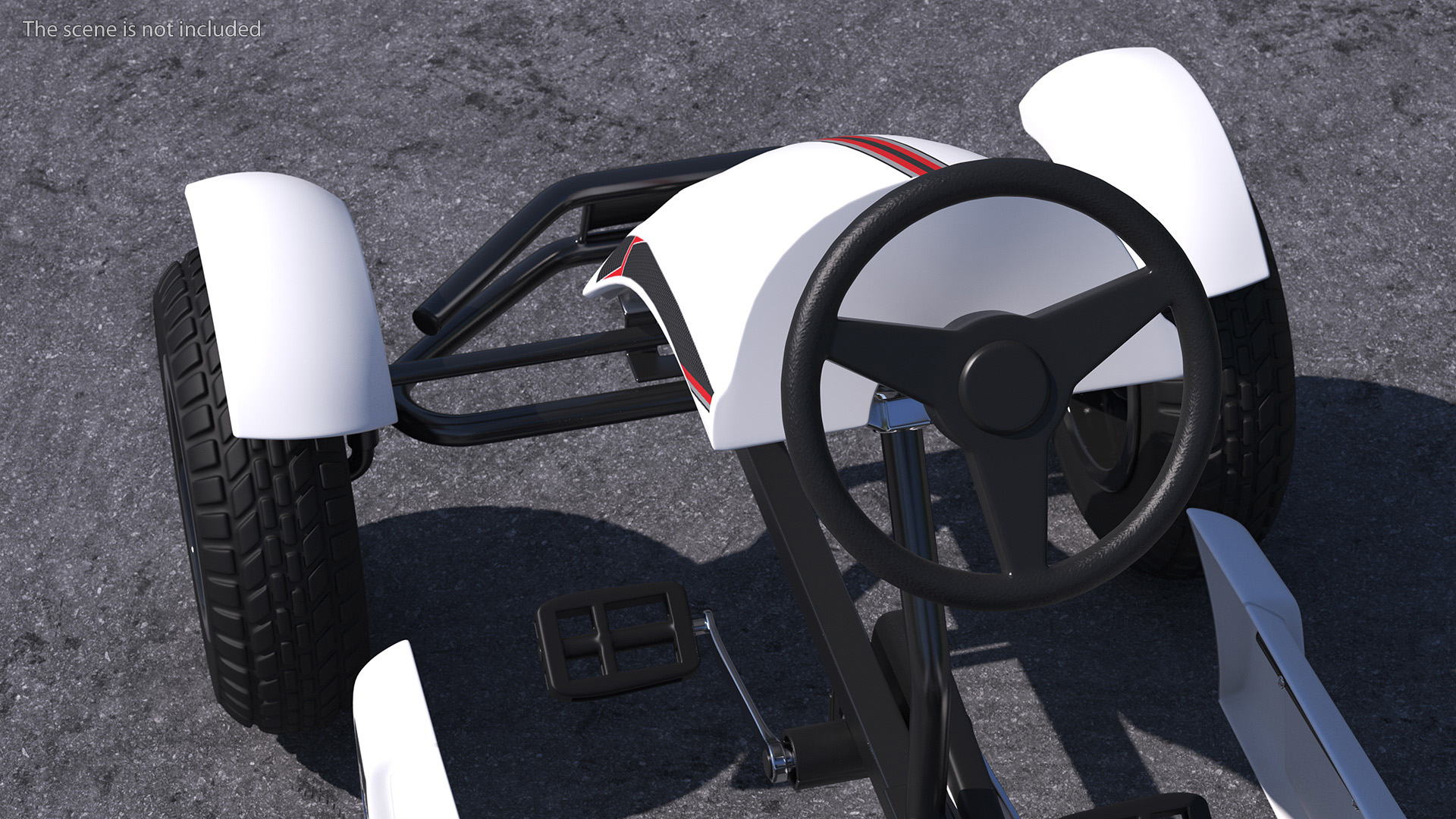 3D White Pedal Go Kart with Frame Race Rigged for Maya