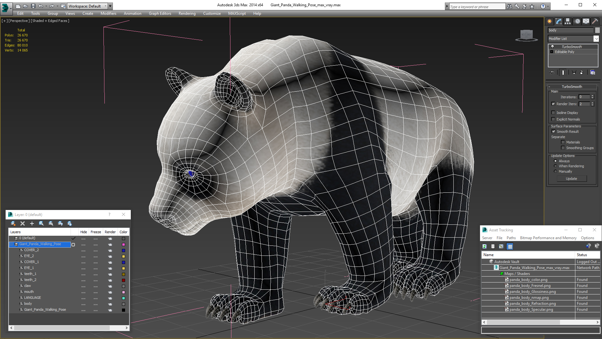 Giant Panda Walking Pose 3D model