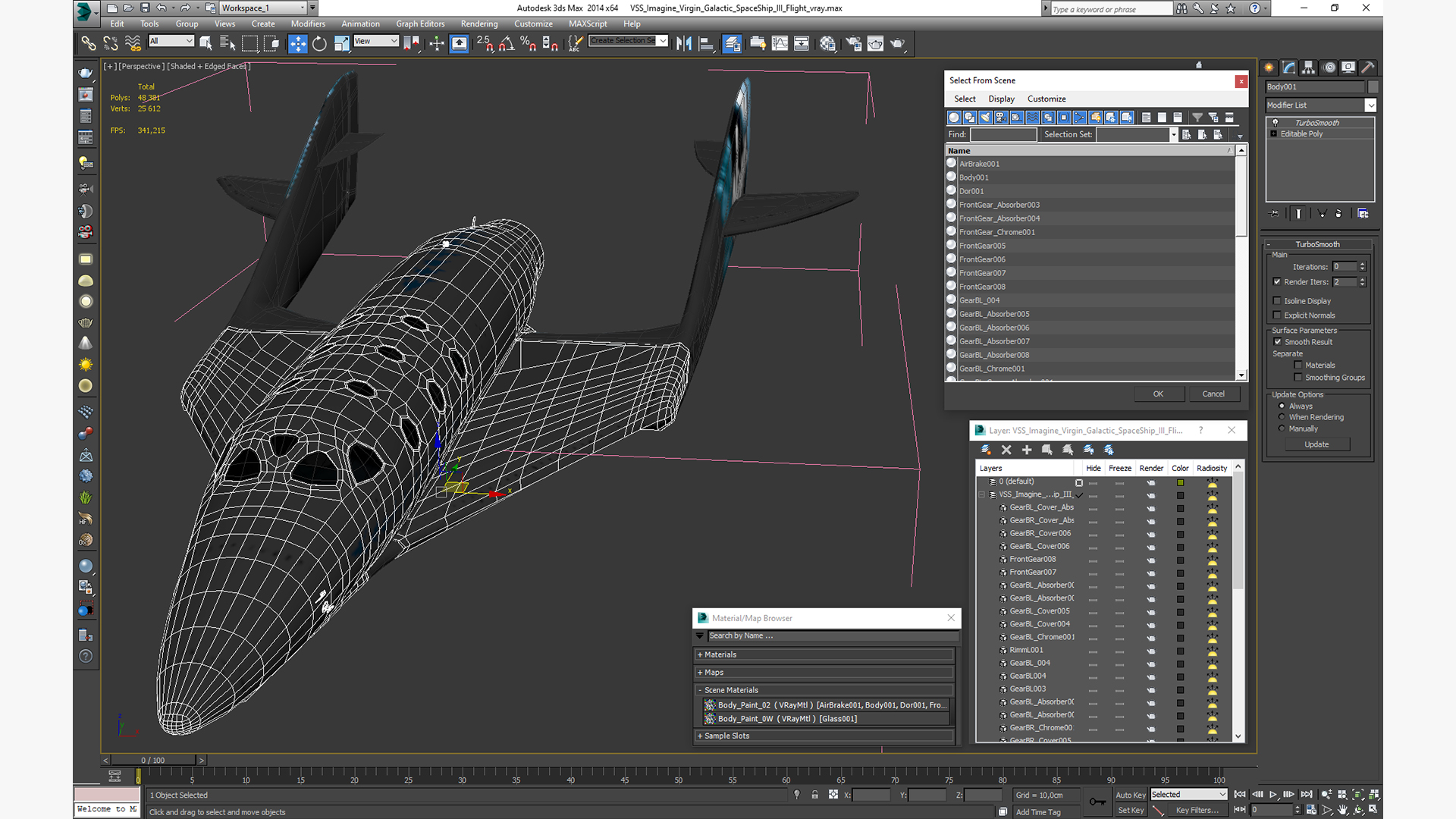 3D VSS Imagine Virgin Galactic SpaceShip III Flight model