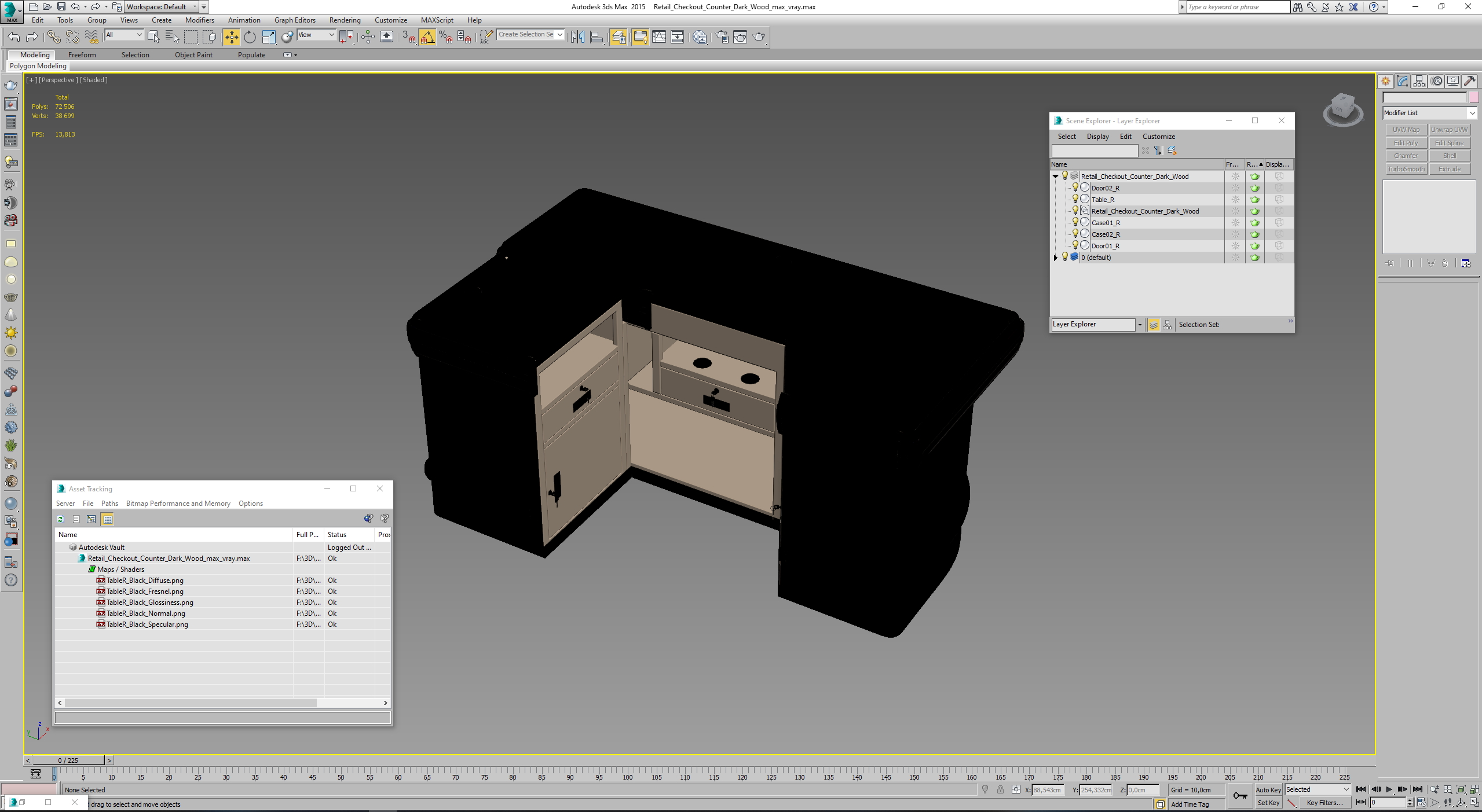 3D Retail Checkout Counter Dark Wood model