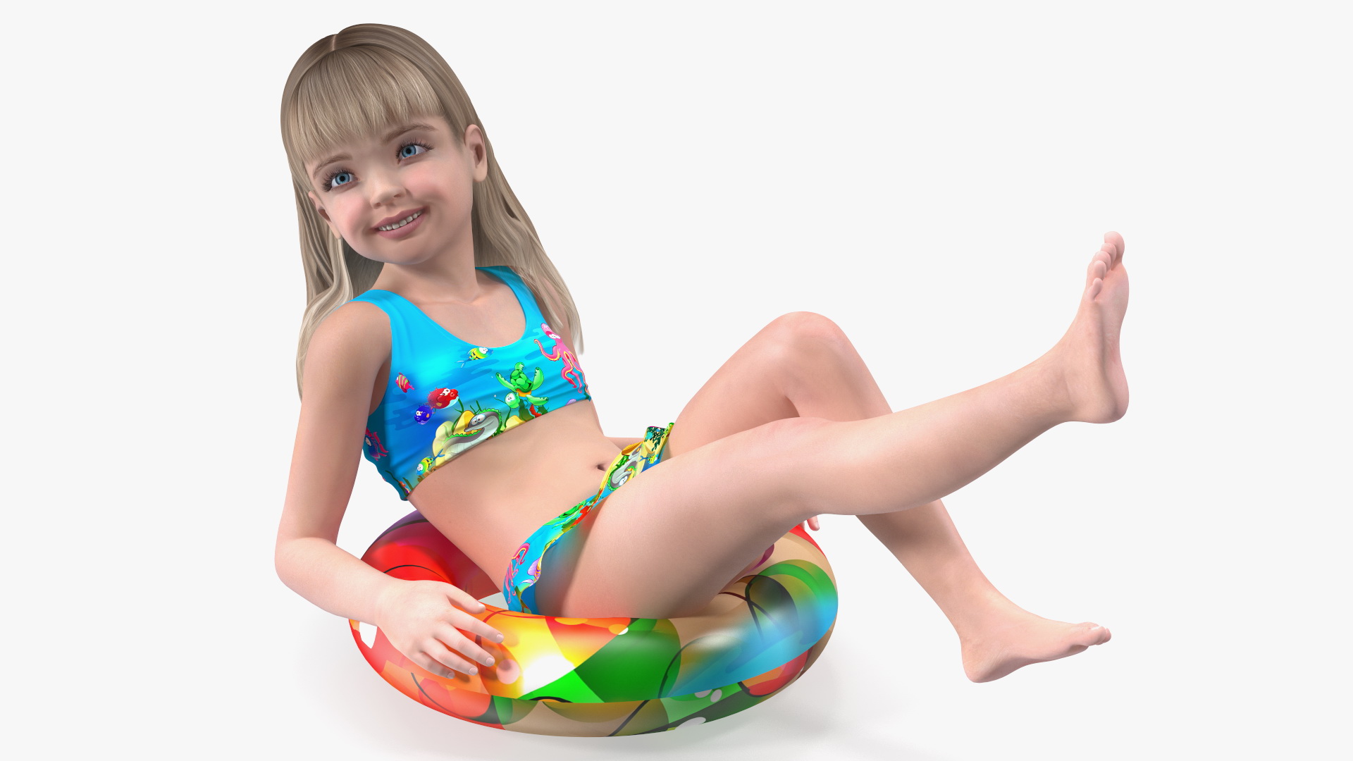 3D model Child Girl With Swim Ring