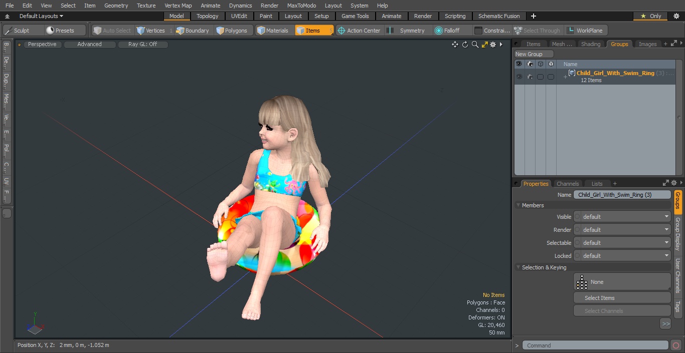 3D model Child Girl With Swim Ring