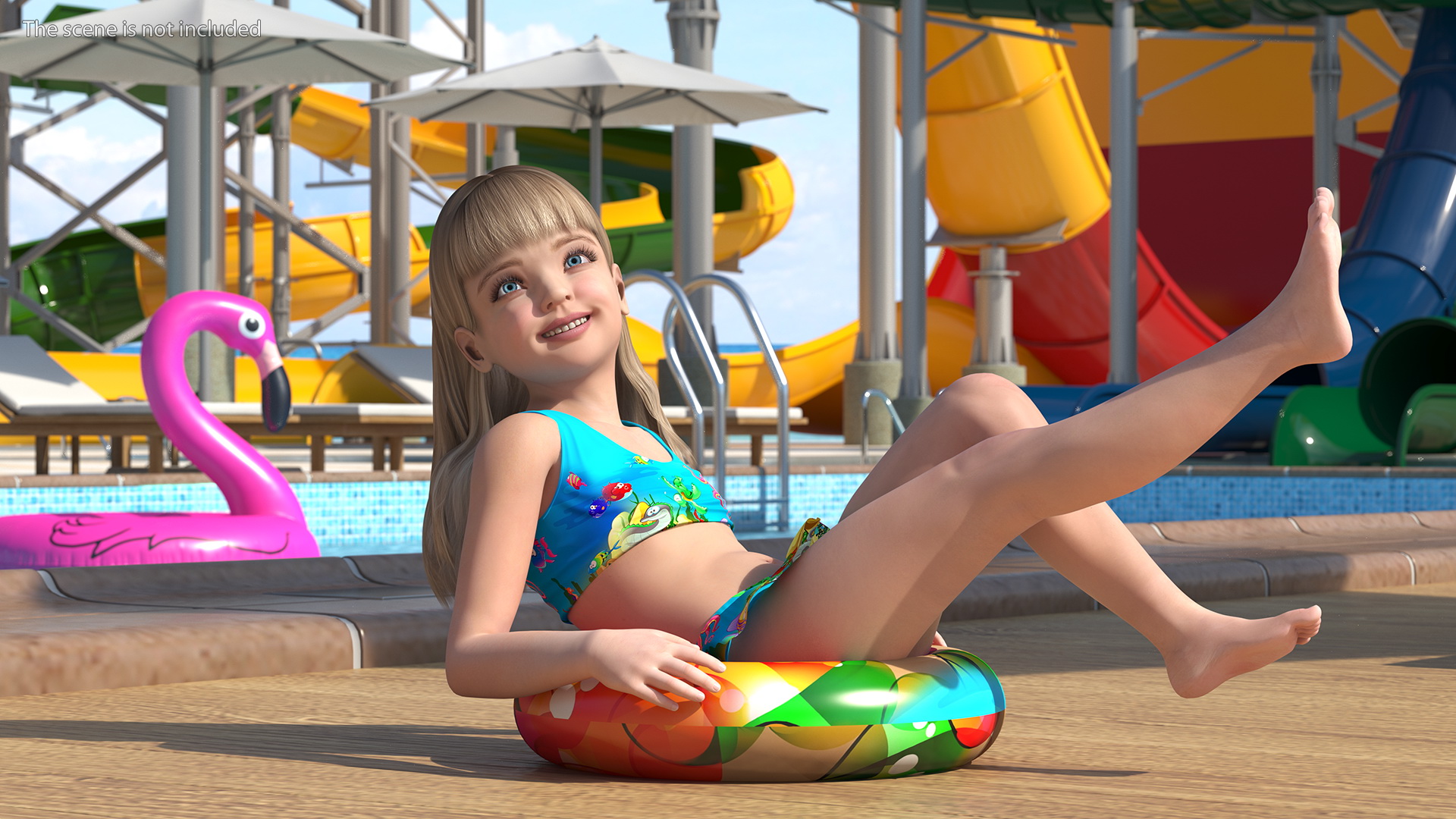 3D model Child Girl With Swim Ring