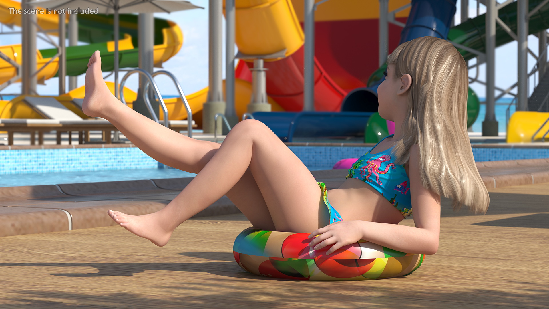 3D model Child Girl With Swim Ring