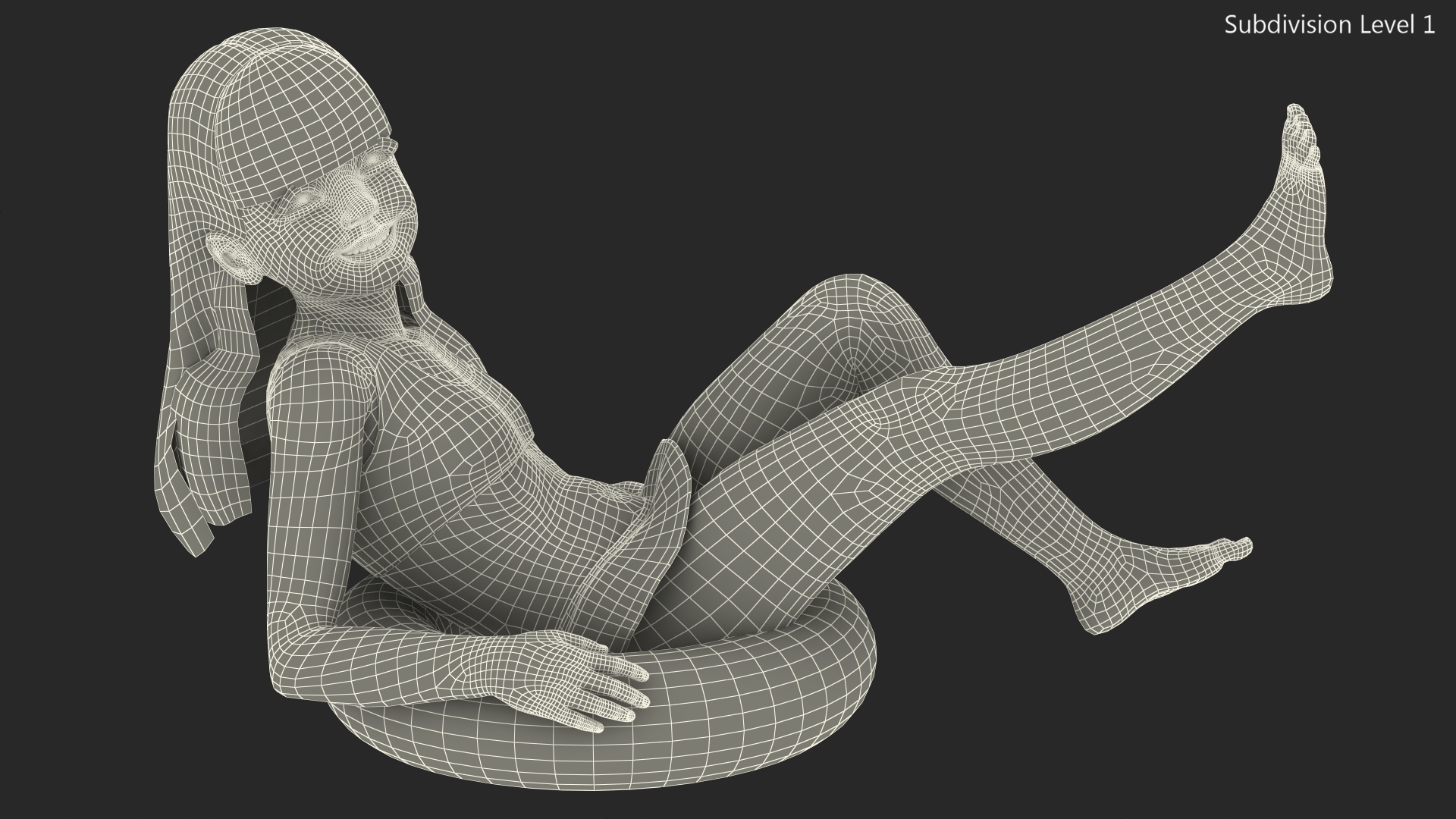 3D model Child Girl With Swim Ring