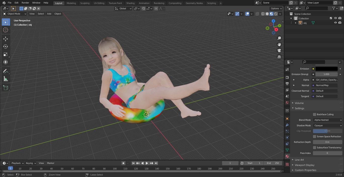 3D model Child Girl With Swim Ring