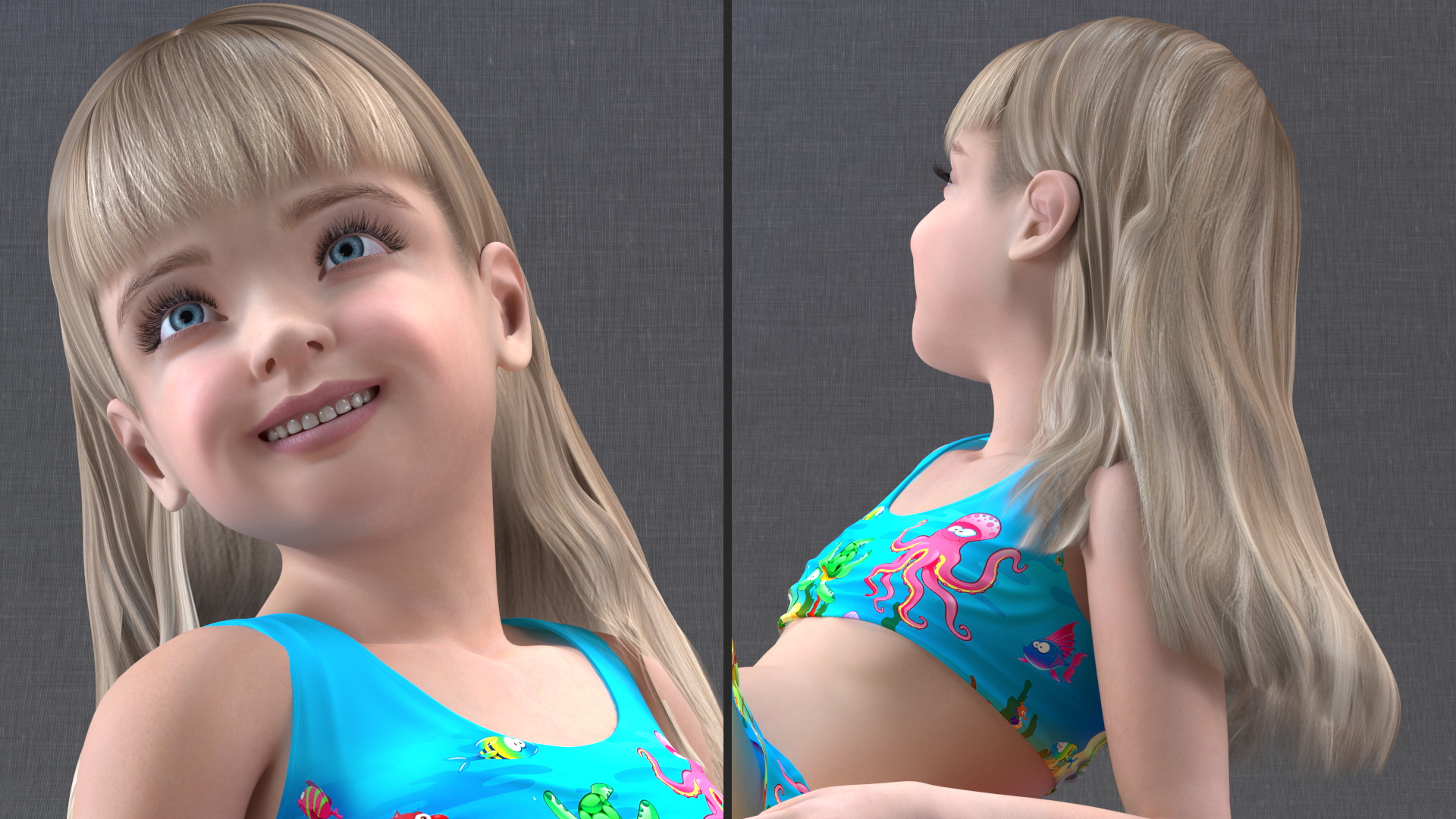 3D model Child Girl With Swim Ring