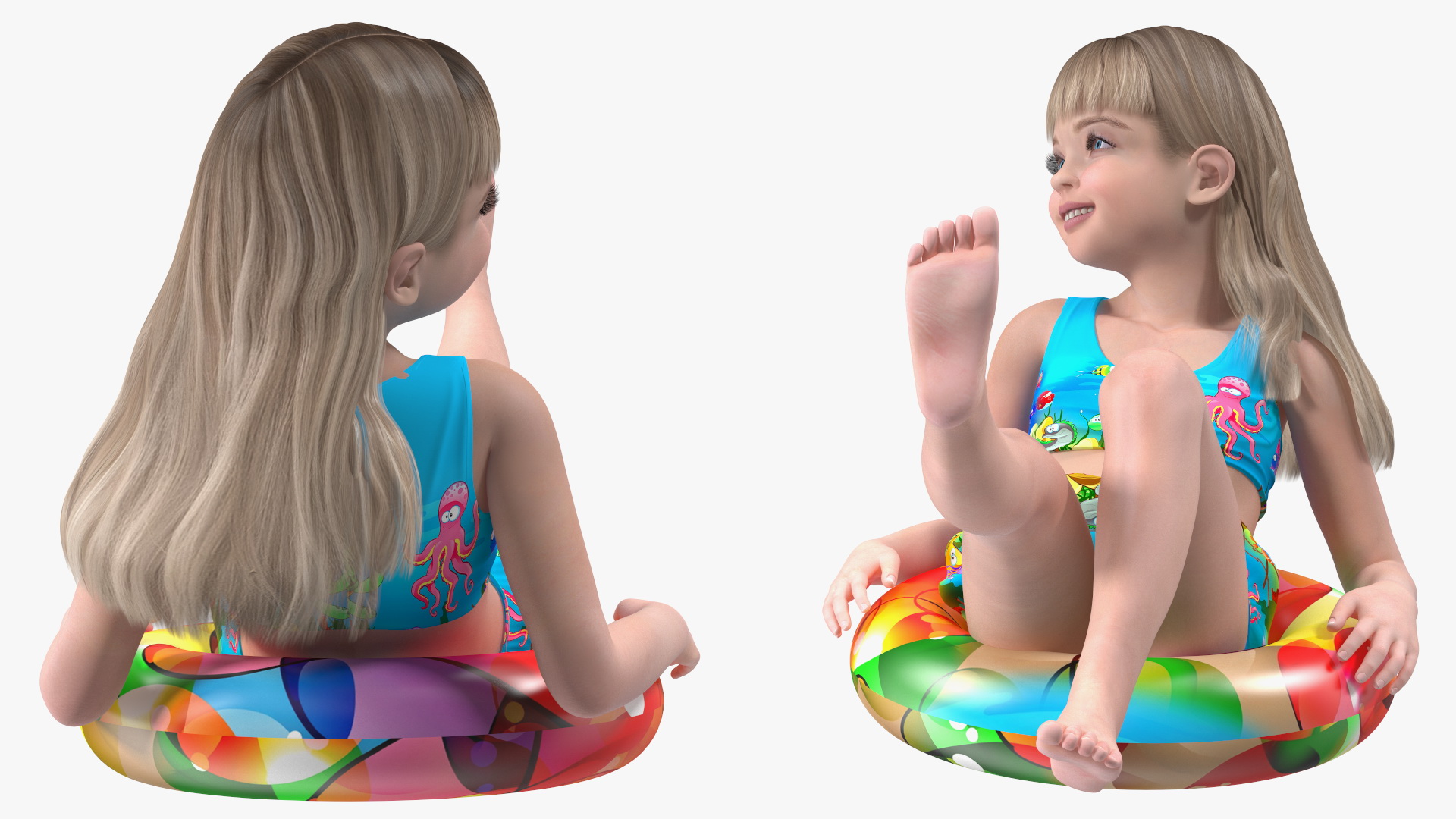 3D model Child Girl With Swim Ring