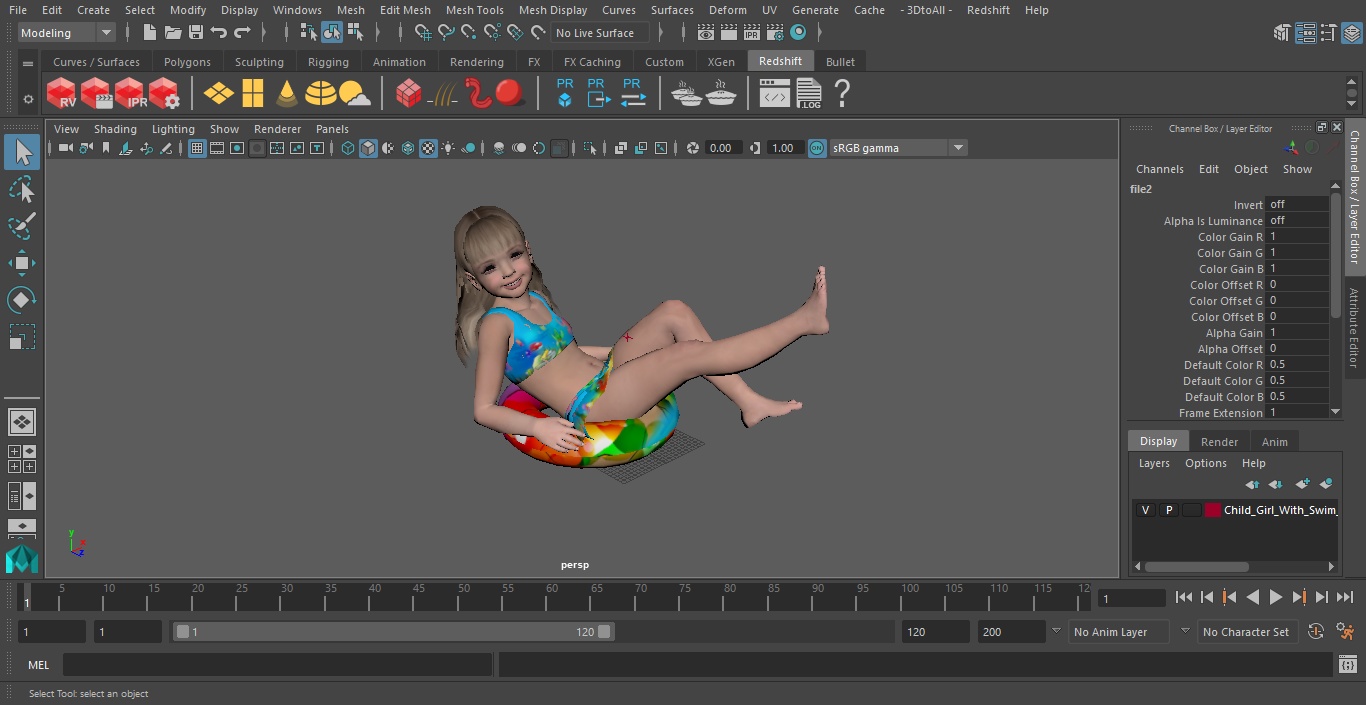 3D model Child Girl With Swim Ring