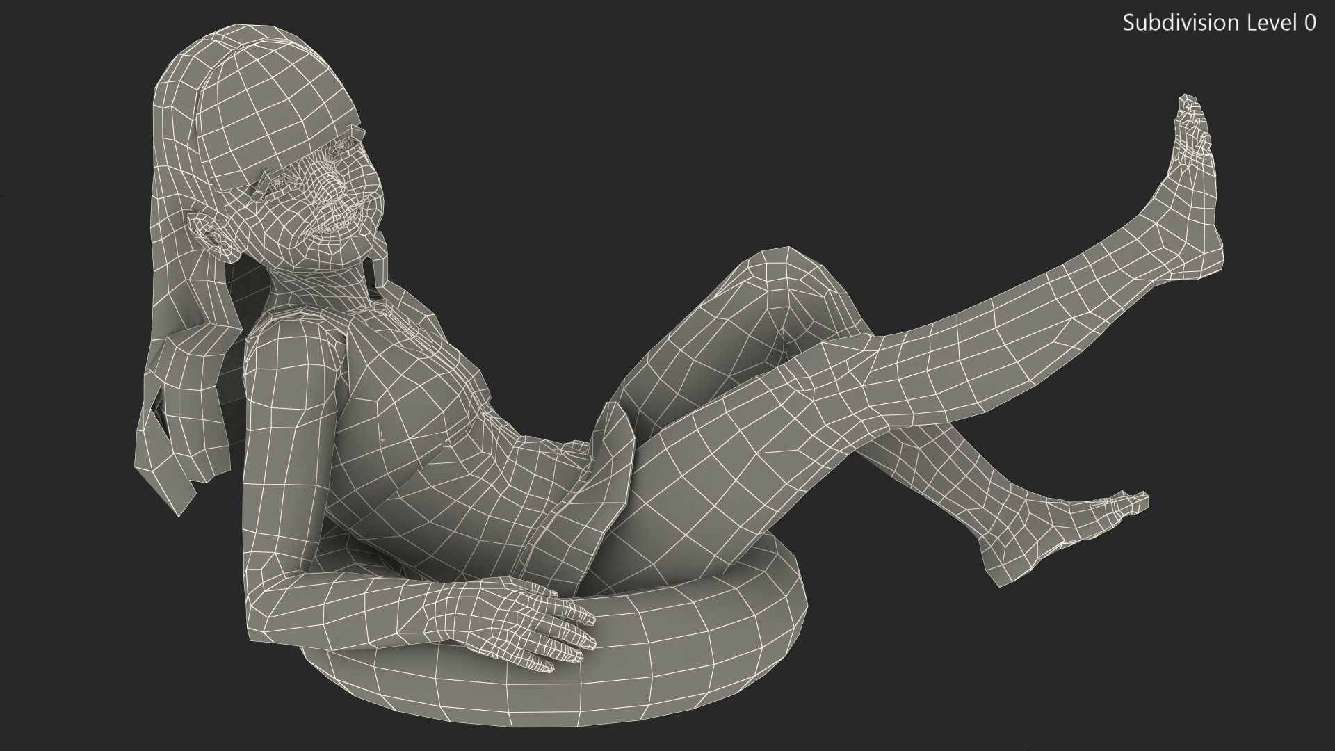 3D model Child Girl With Swim Ring