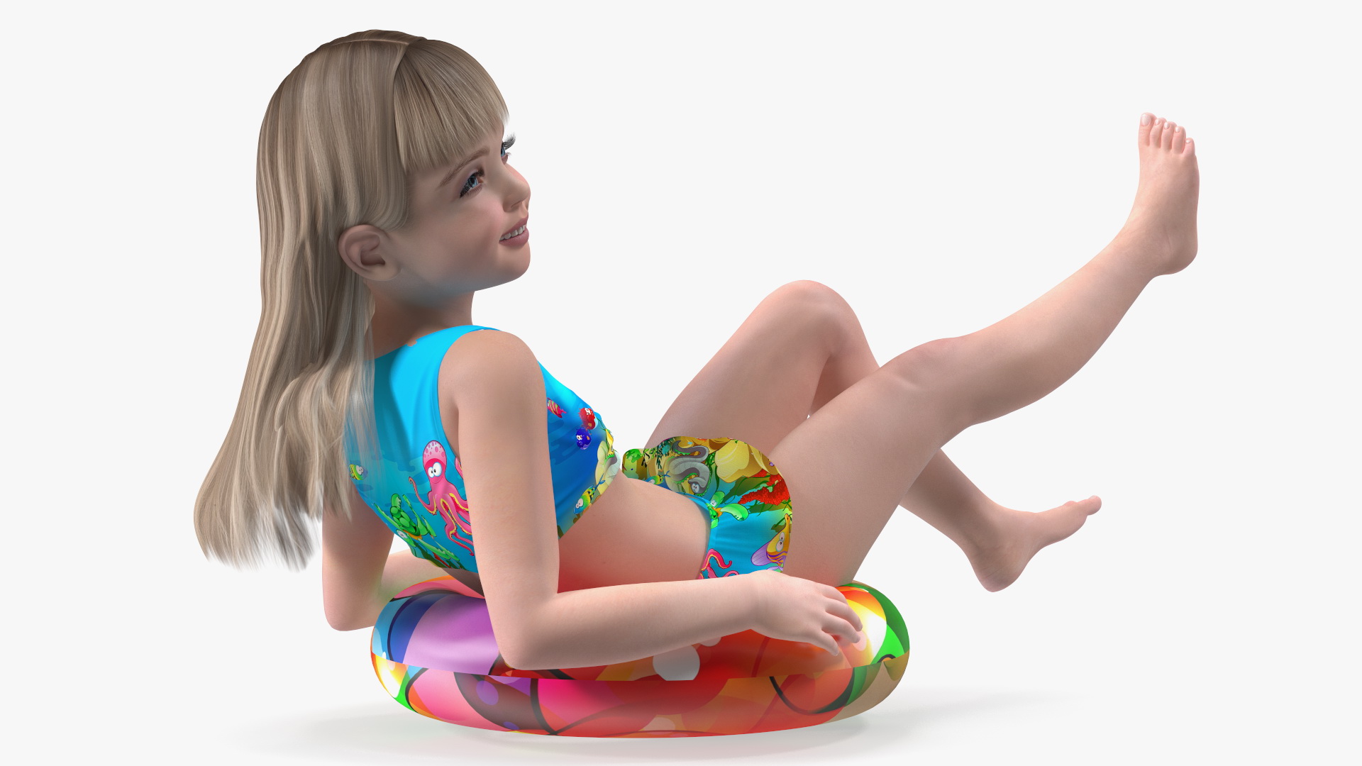 3D model Child Girl With Swim Ring