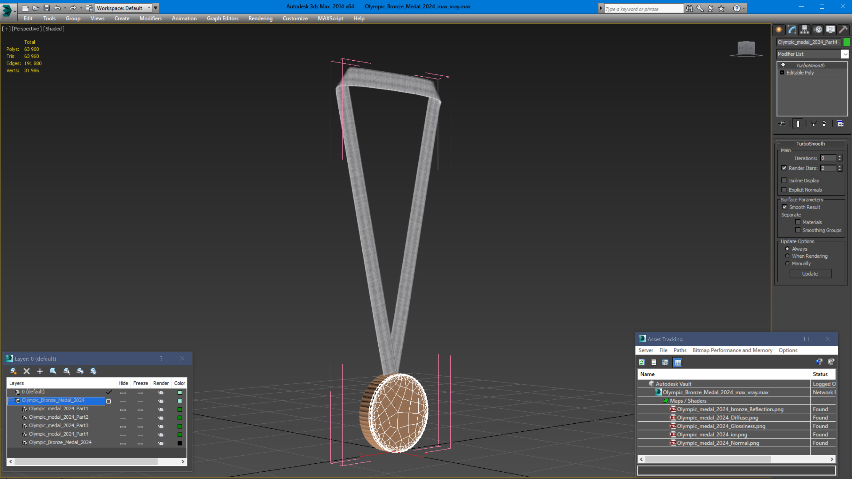 3D model Olympic Bronze Medal 2024