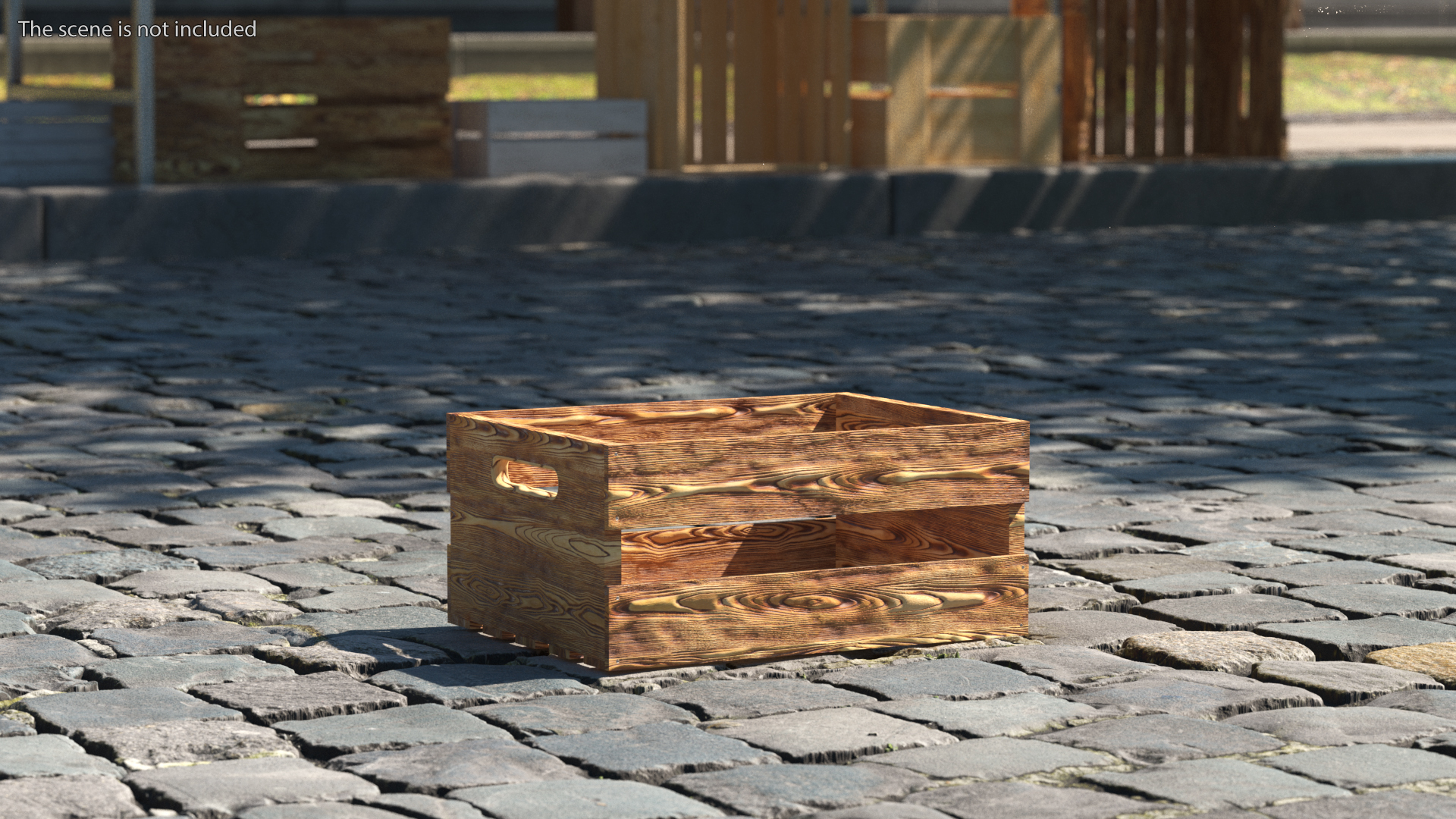 3D model Scorched Small Low Wooden Fruit Box