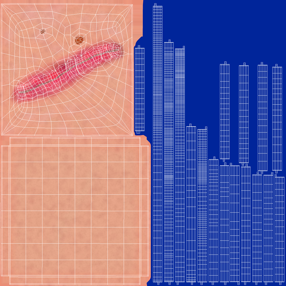 Skin with Medical Seam Open 3D