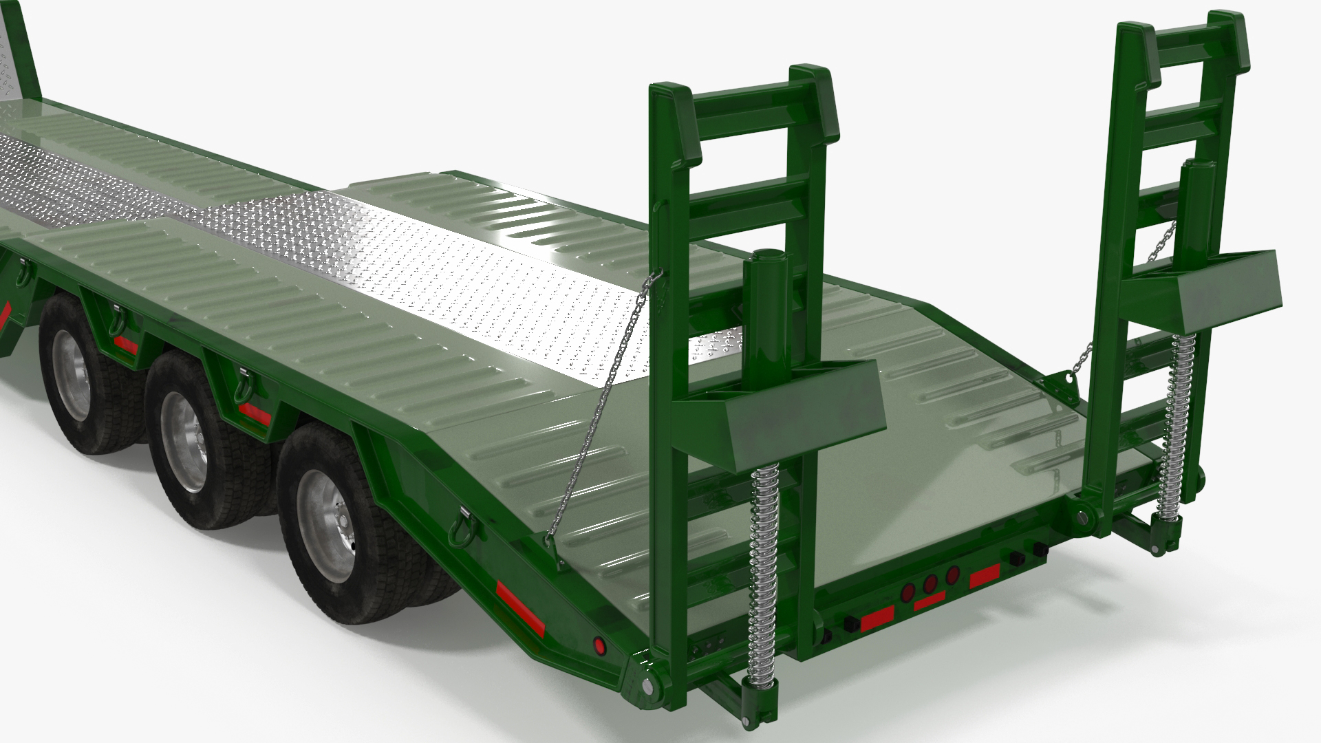 3D Flatbed Semi Trailer with Ramps Rigged model