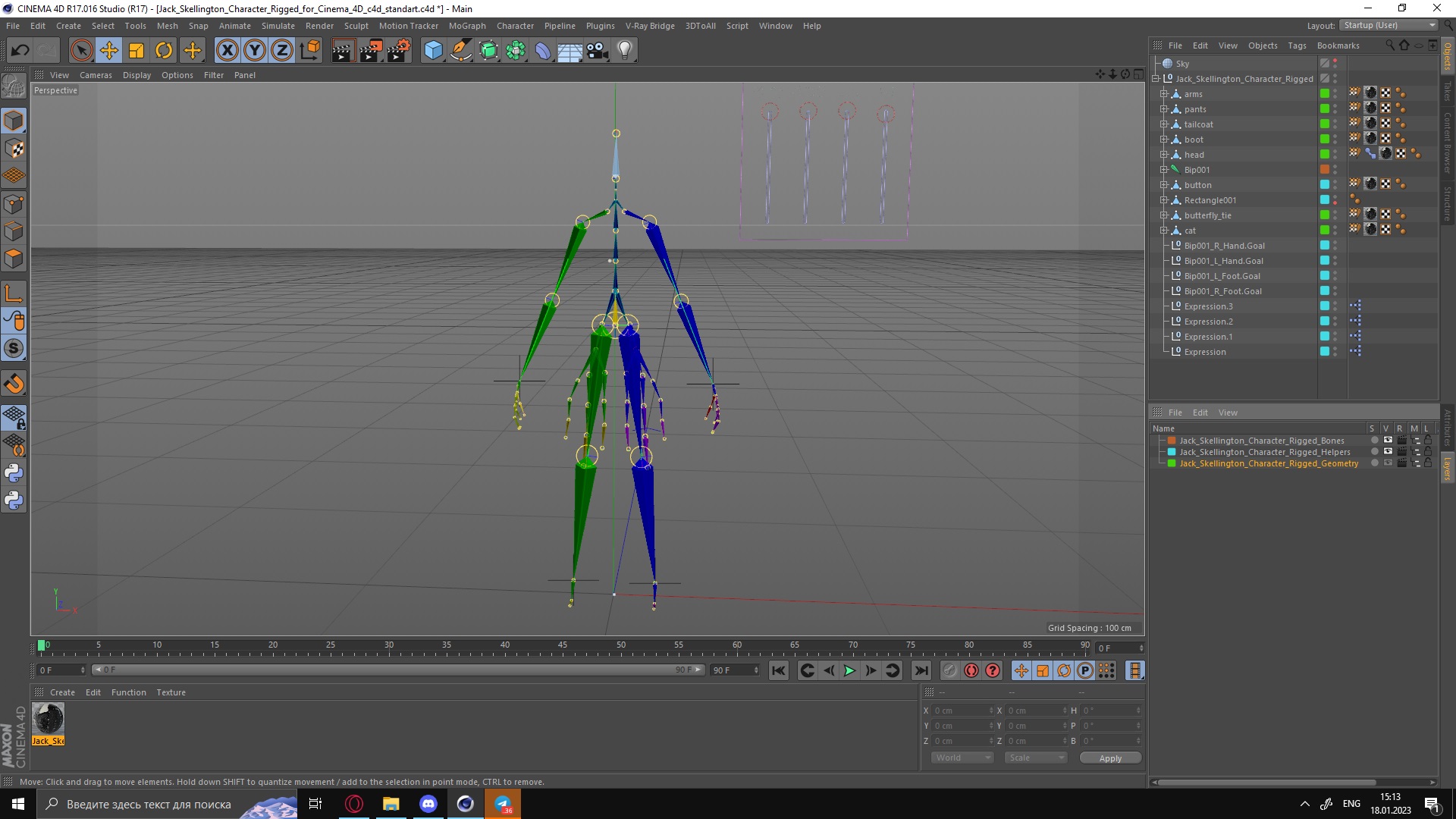 Jack Skellington Character Rigged for Cinema 4D 3D