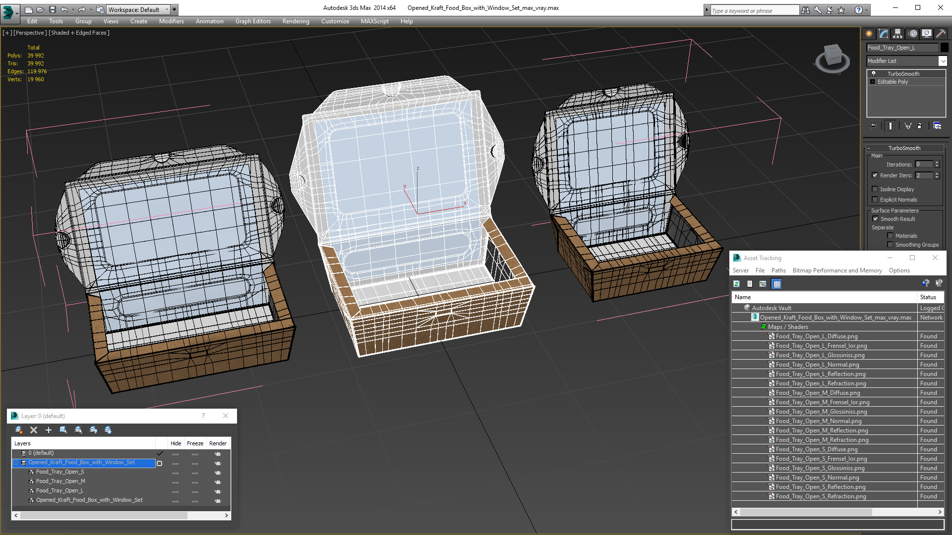 Opened Kraft Food Box with Window Set 3D