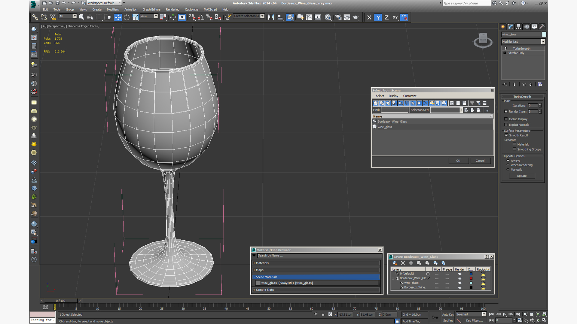 Bordeaux Wine Glass 3D model