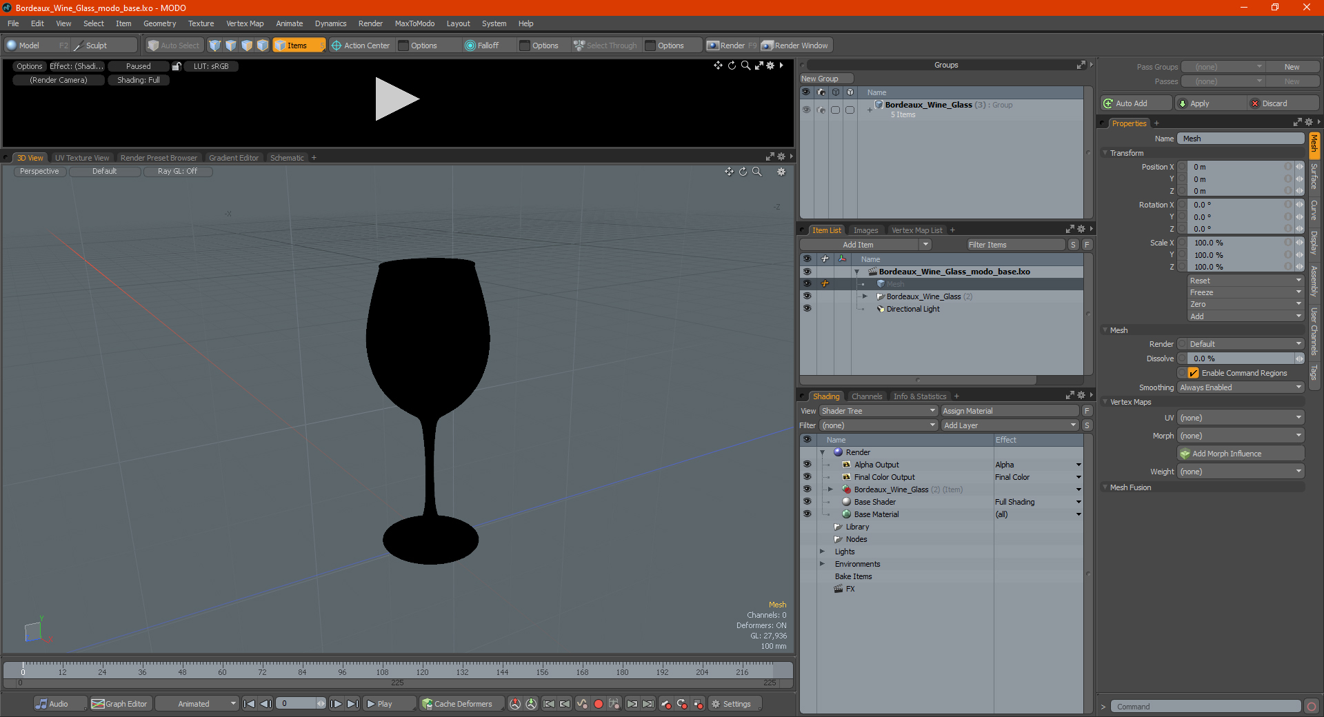 Bordeaux Wine Glass 3D model