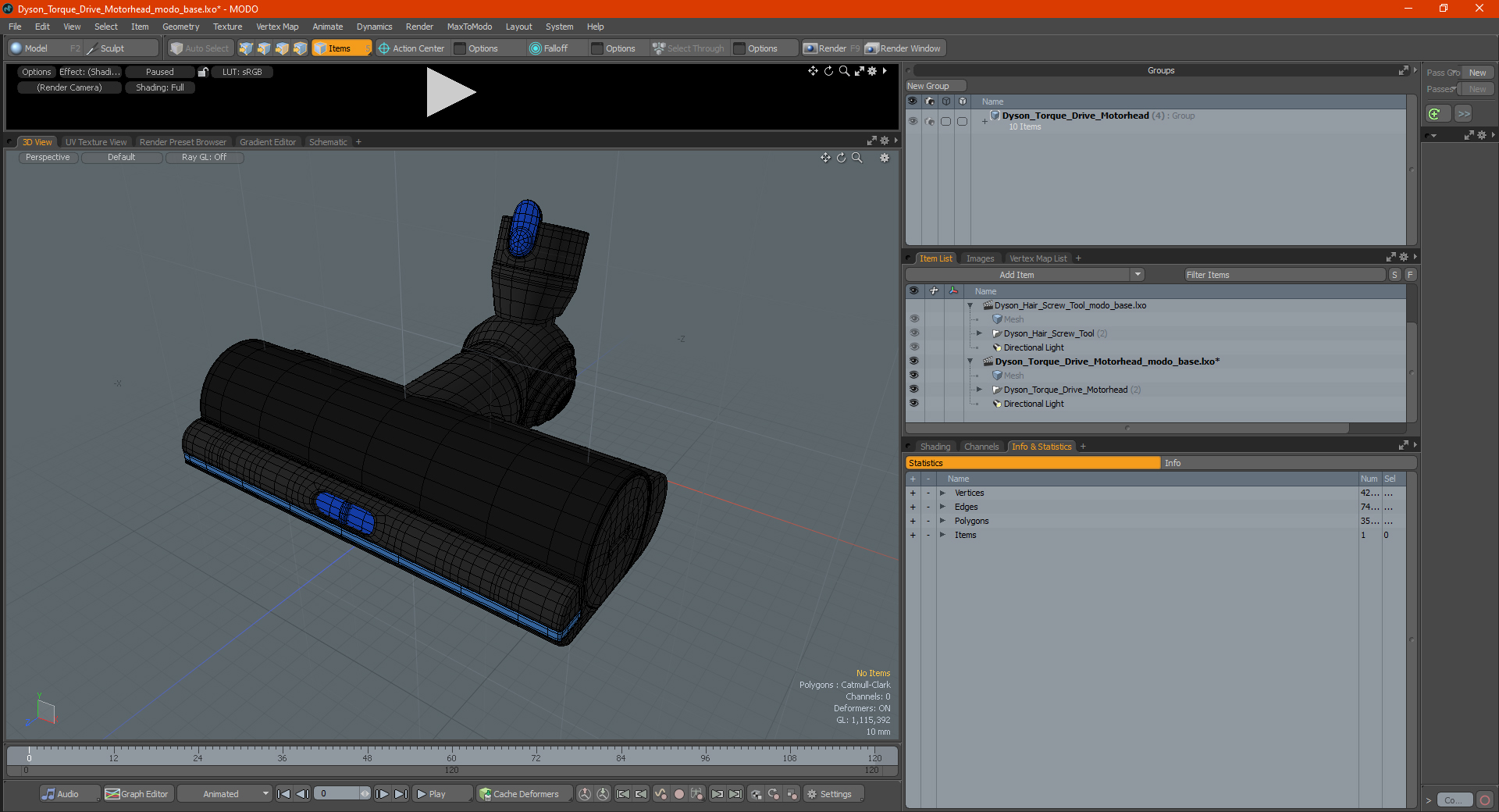 3D Dyson Torque Drive Motorhead model