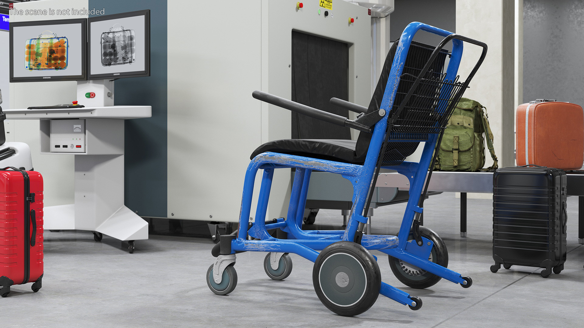 Airport Wheelchair Blue Old 3D