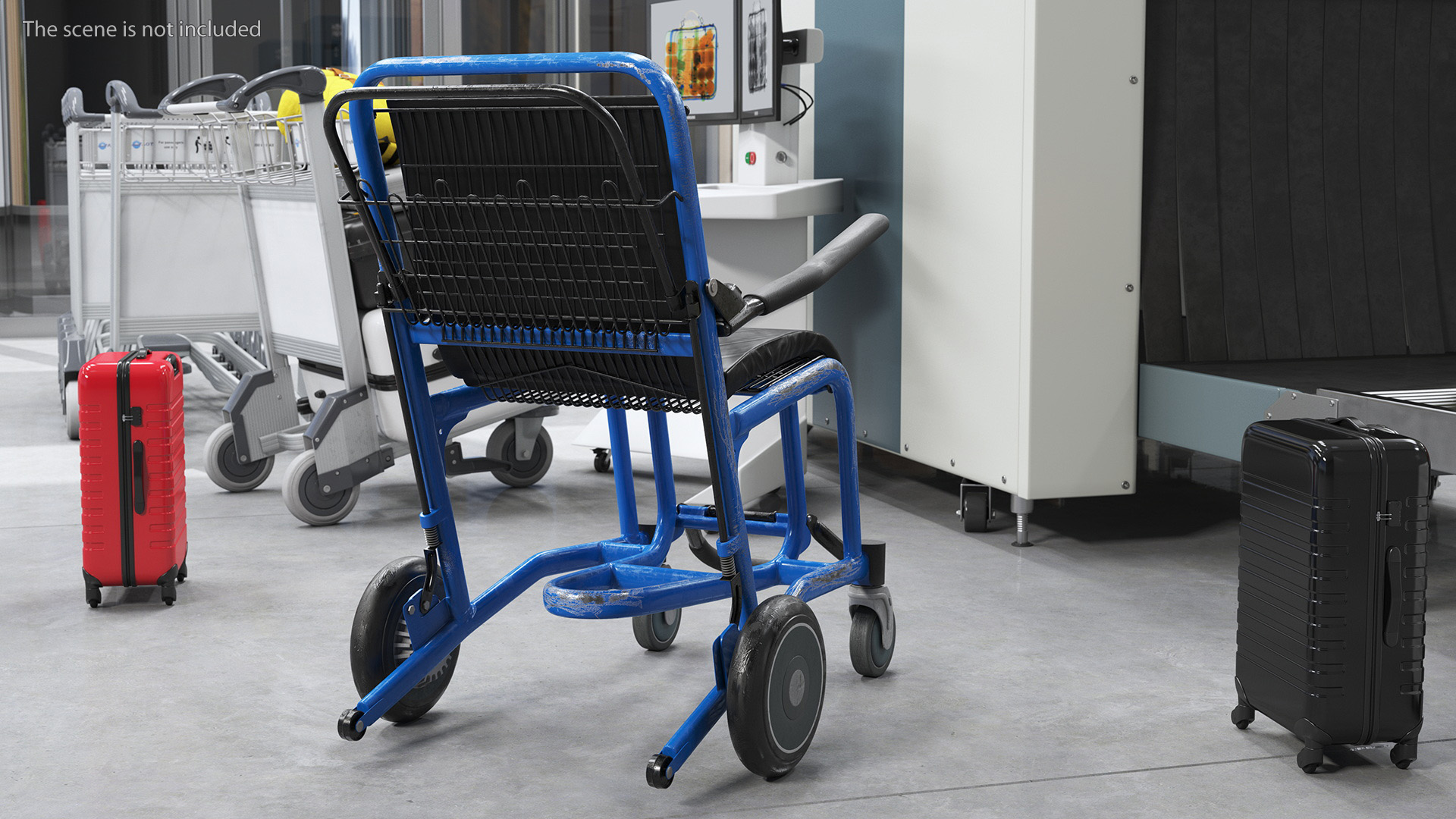 Airport Wheelchair Blue Old 3D