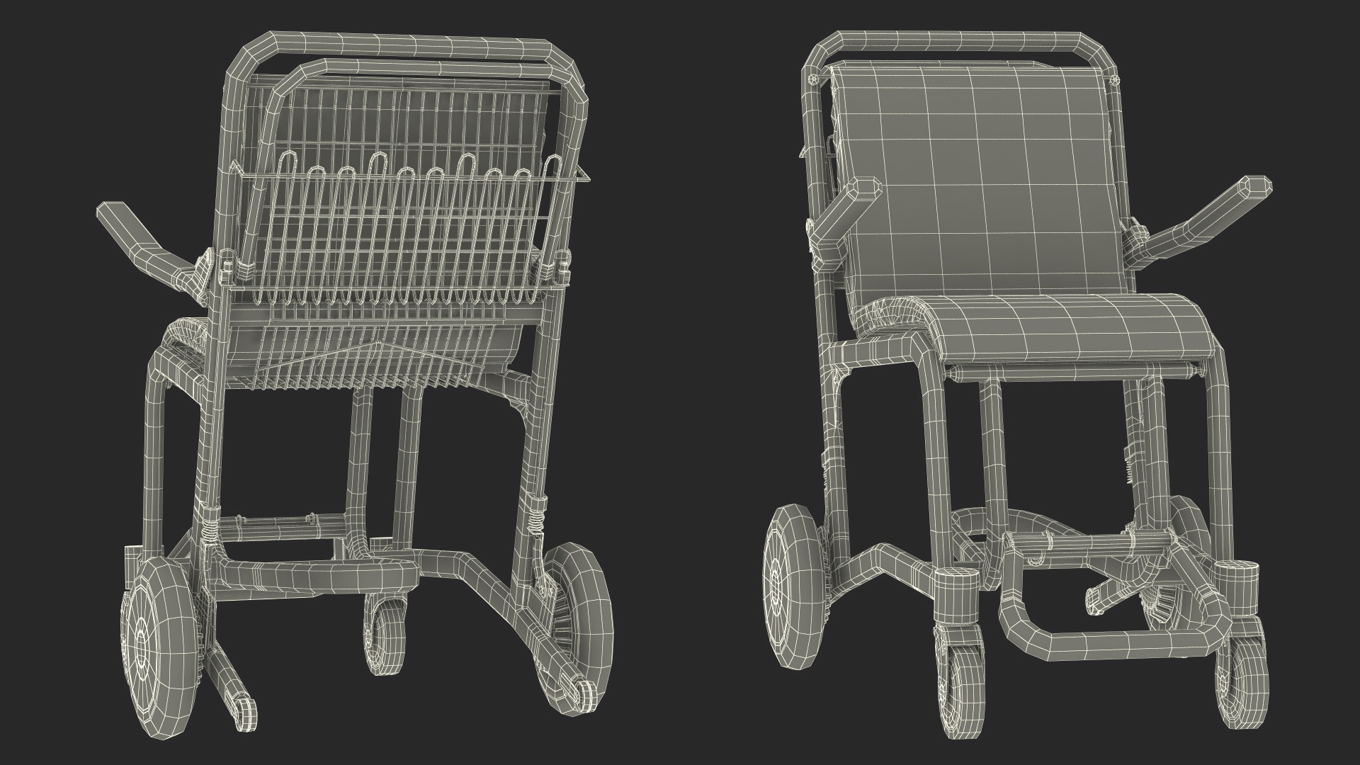 Airport Wheelchair Blue Old 3D