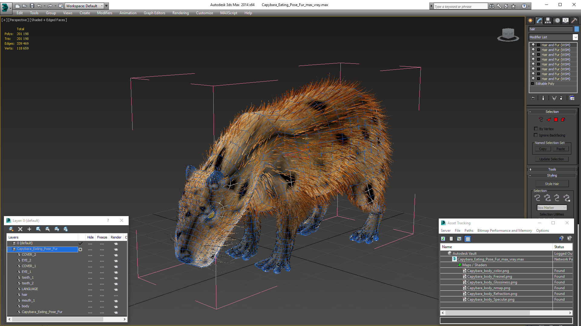 Capybara Eating Pose Fur 3D model