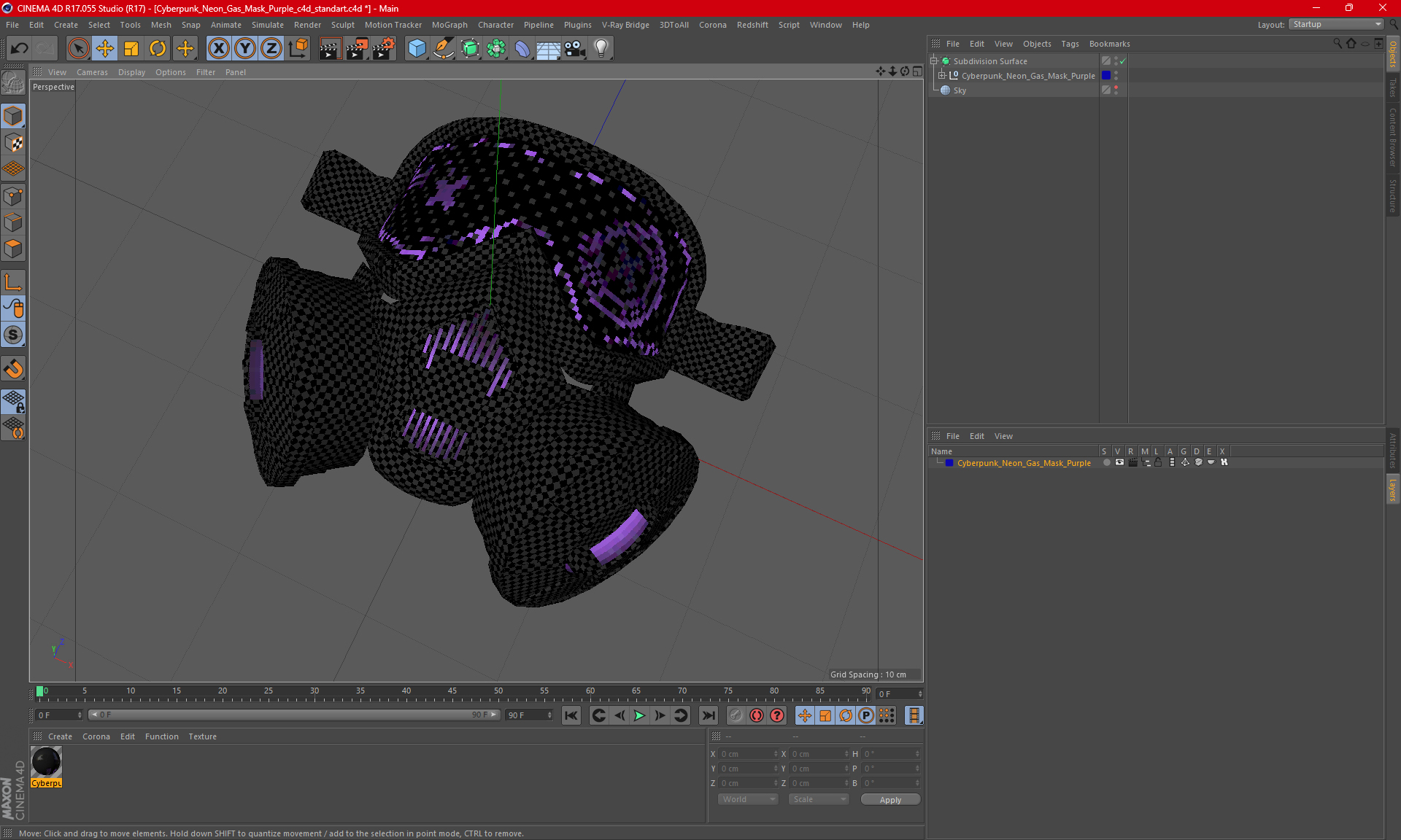 3D model Cyberpunk Neon Gas Mask Purple