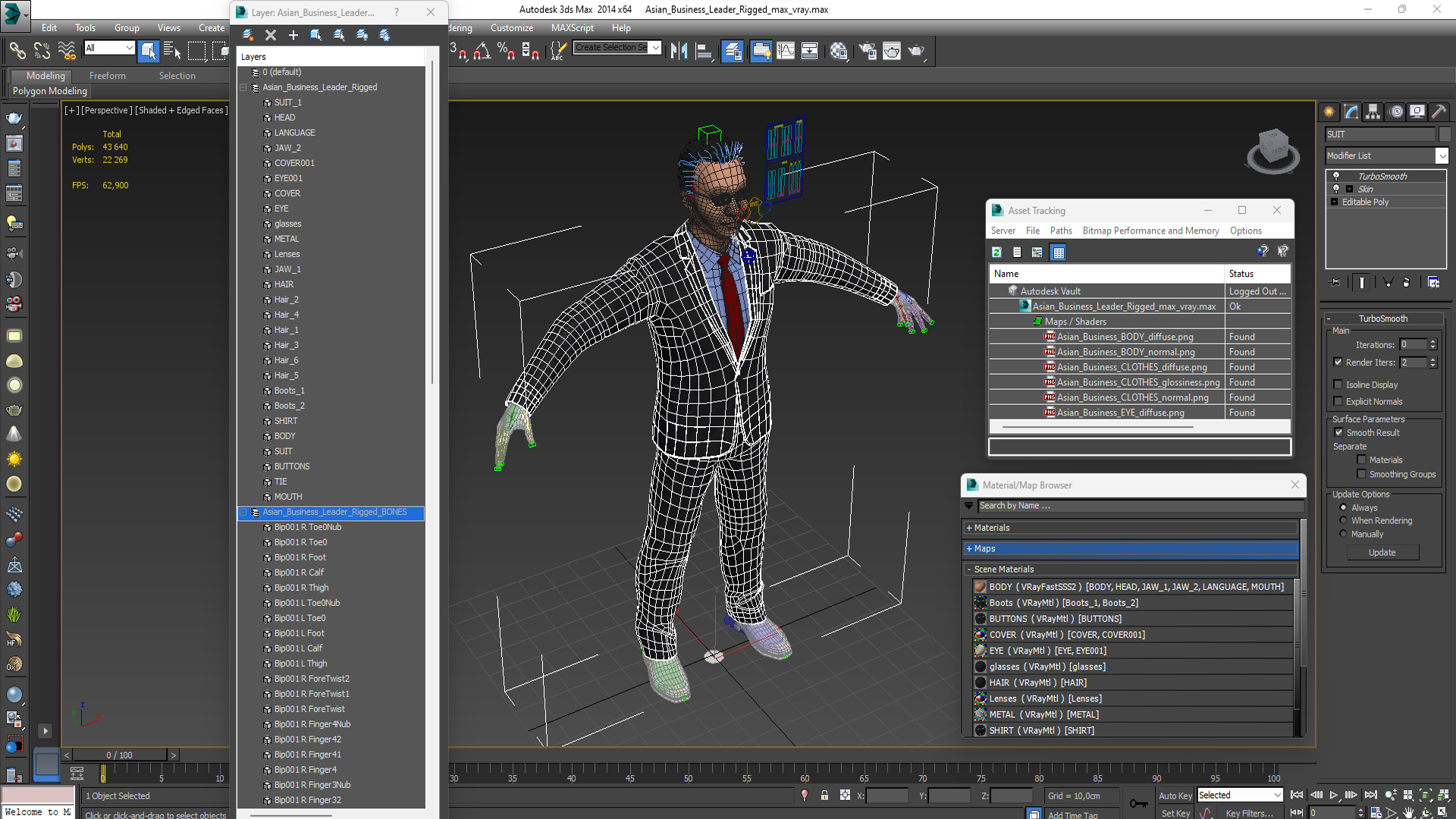 3D Asian Business Leader Rigged model