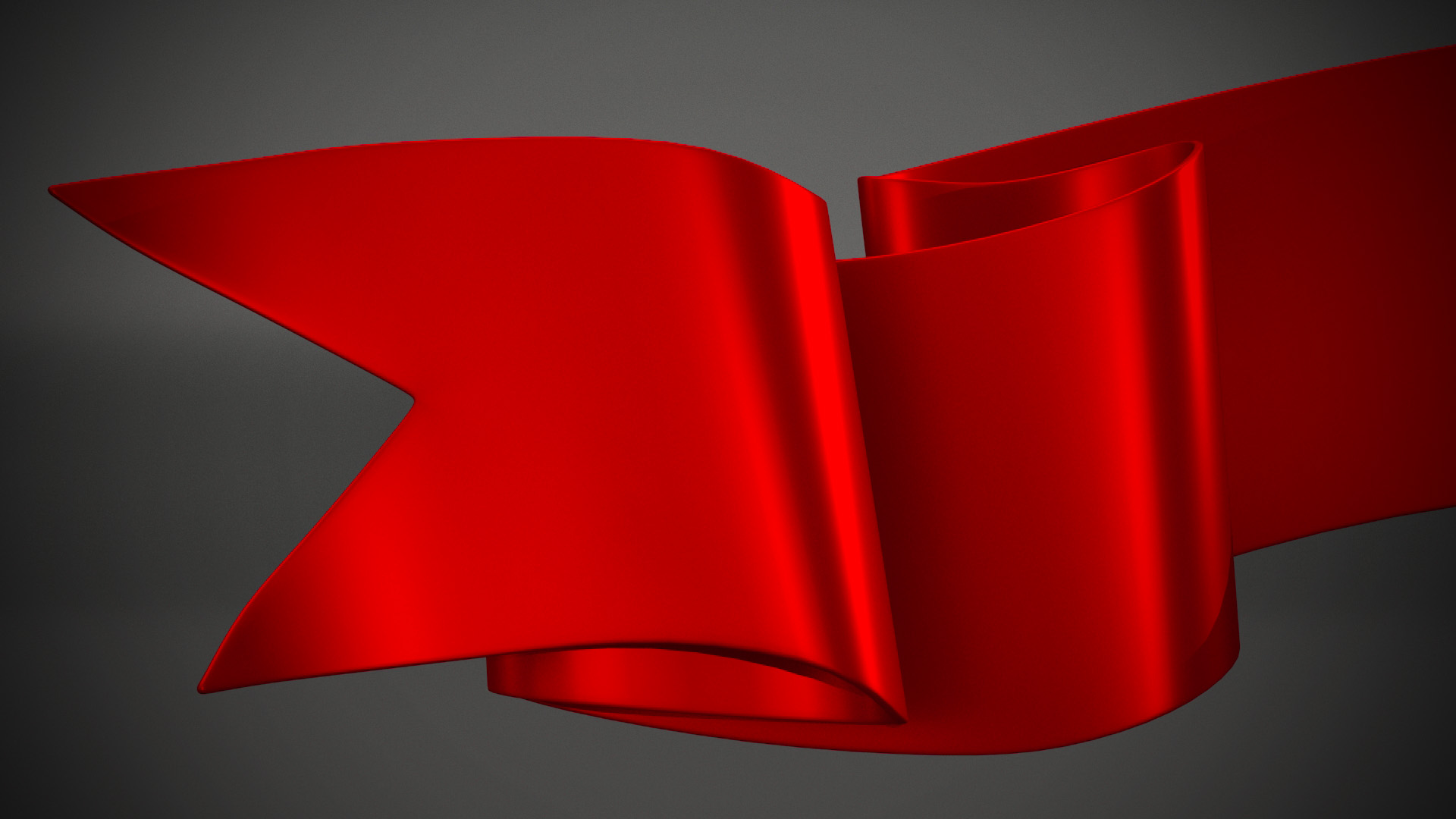 3D Ribbon Award Banner Red model