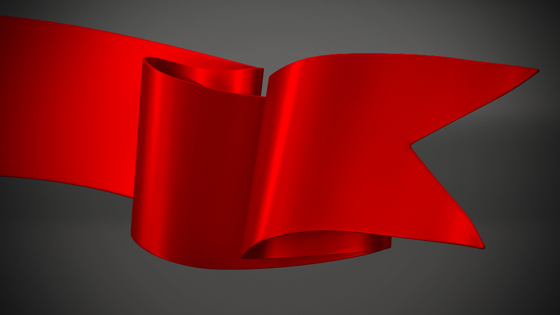 3D Ribbon Award Banner Red model