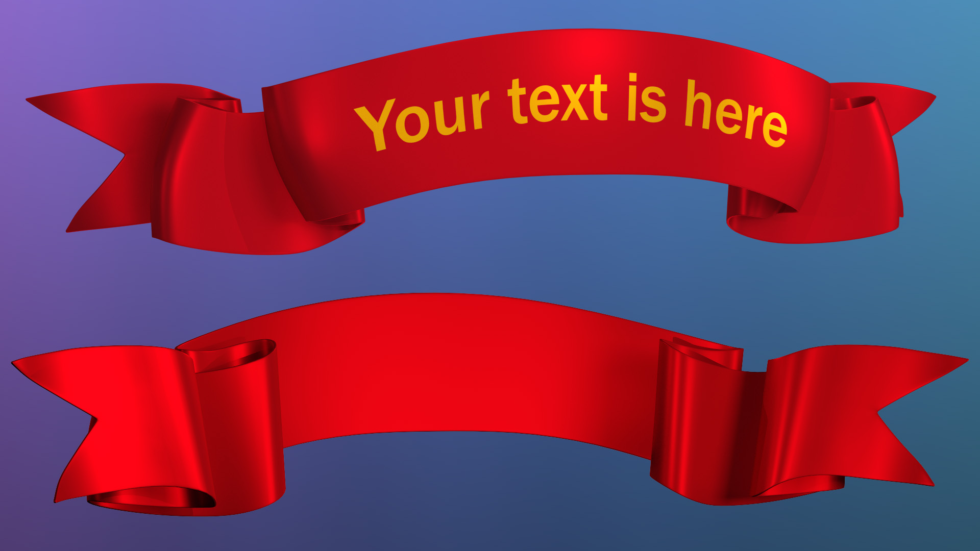 3D Ribbon Award Banner Red model