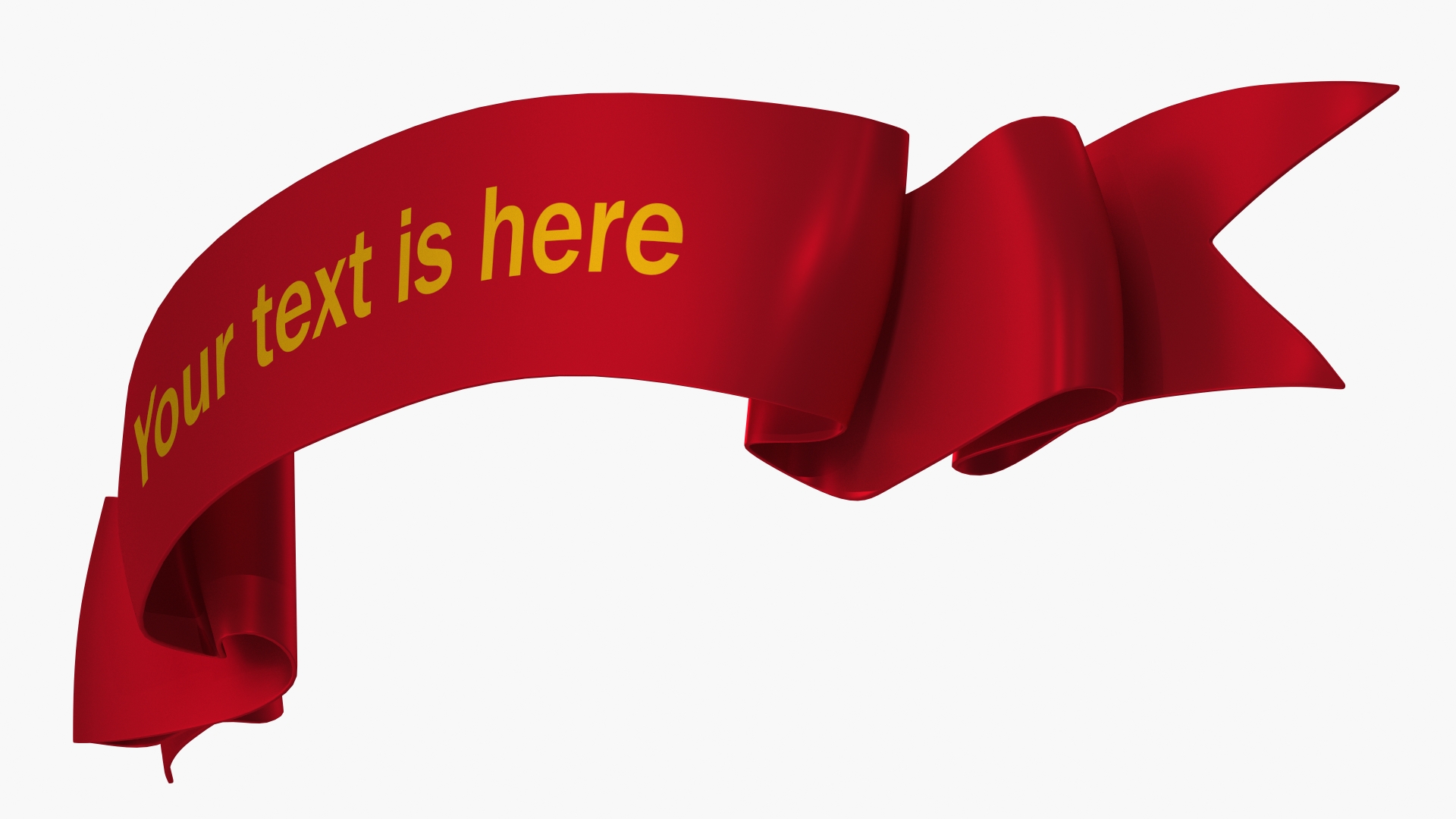 3D Ribbon Award Banner Red model