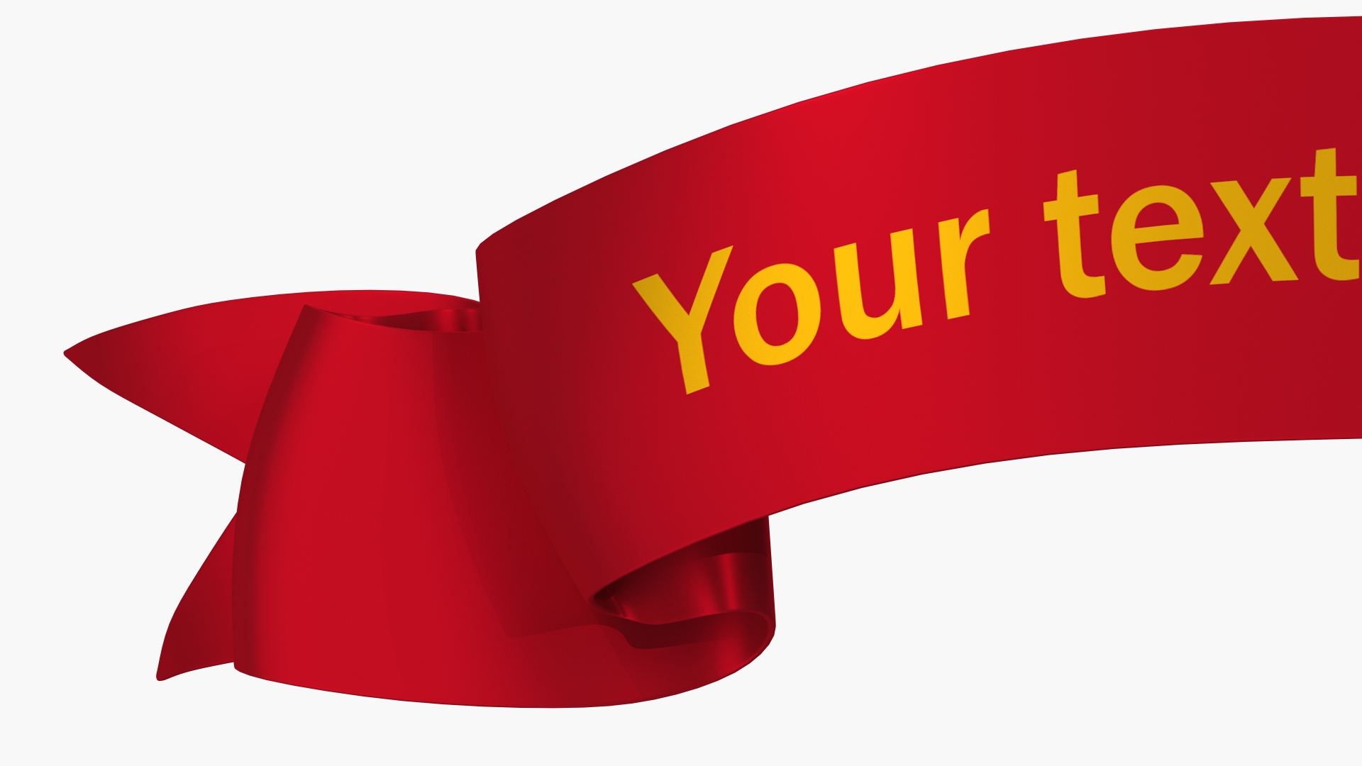 3D Ribbon Award Banner Red model