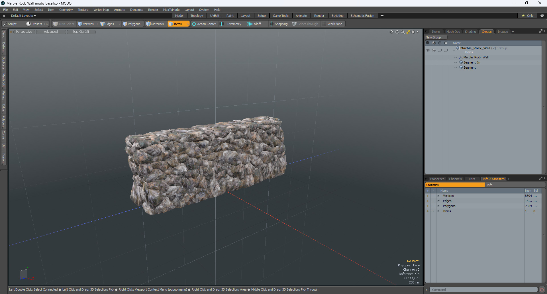 3D Marble Rock Wall