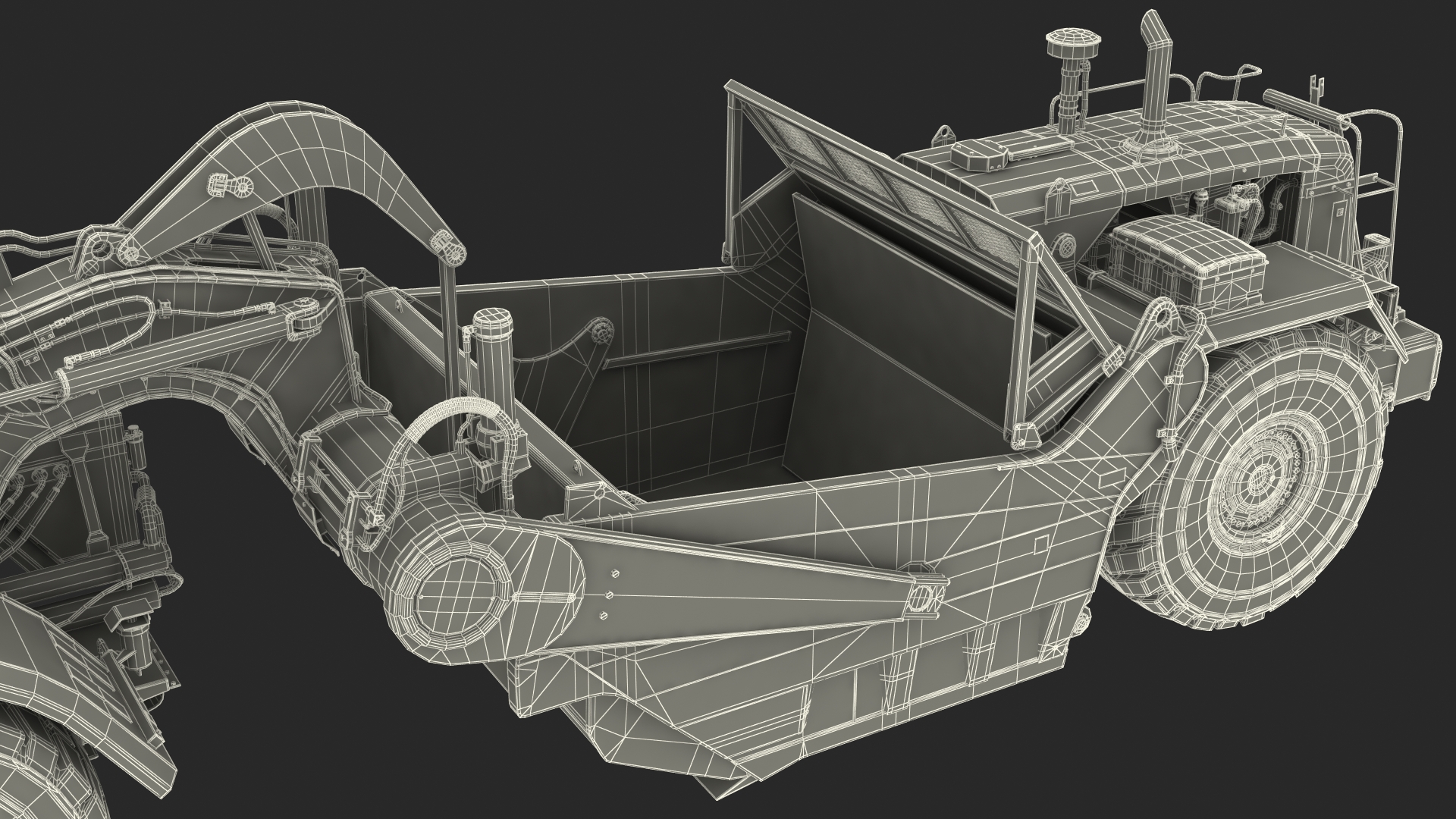 3D model Wheeled Tractor Scraper Dirt Rigged